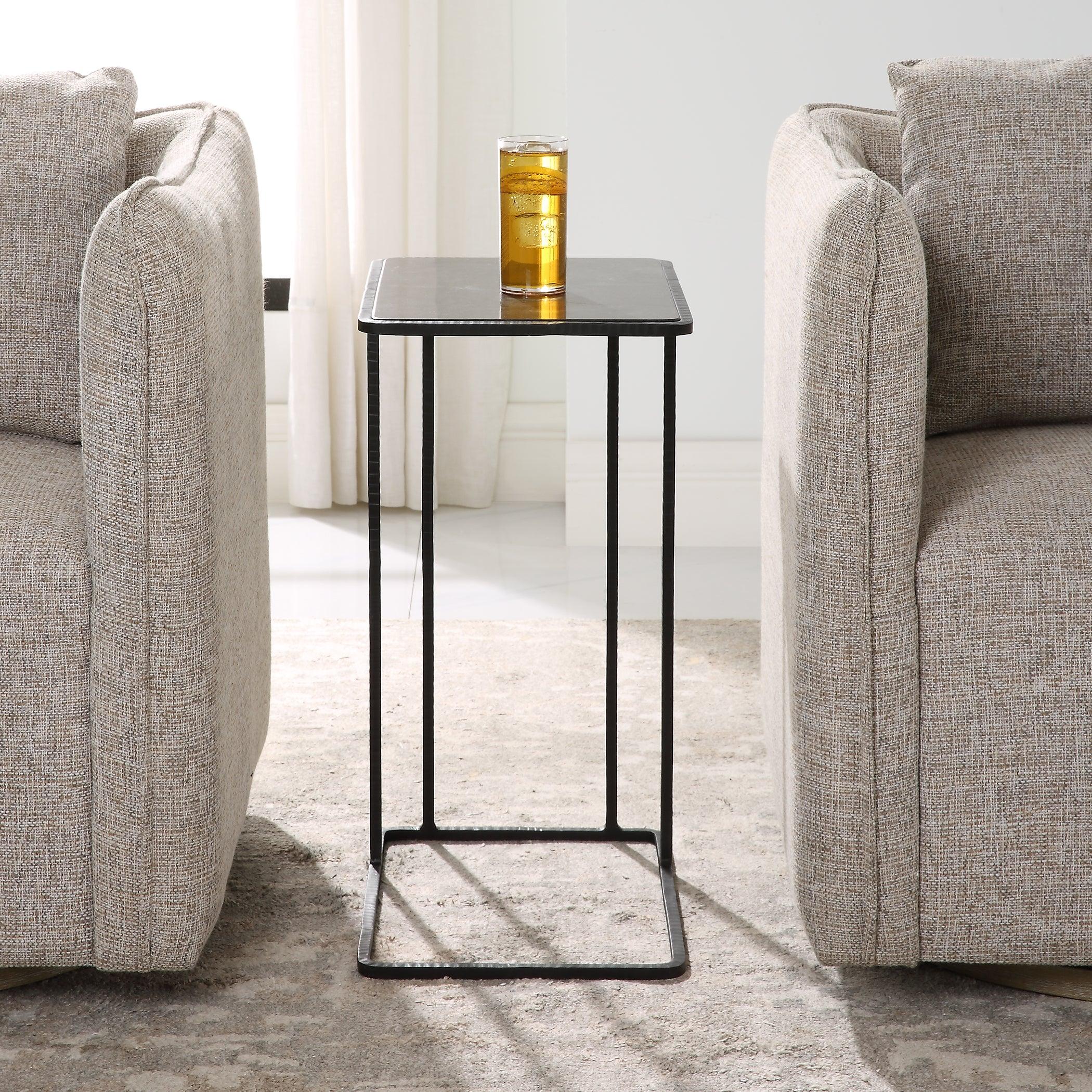 Cavern Stone & Iron Accent Table - Frankwebs