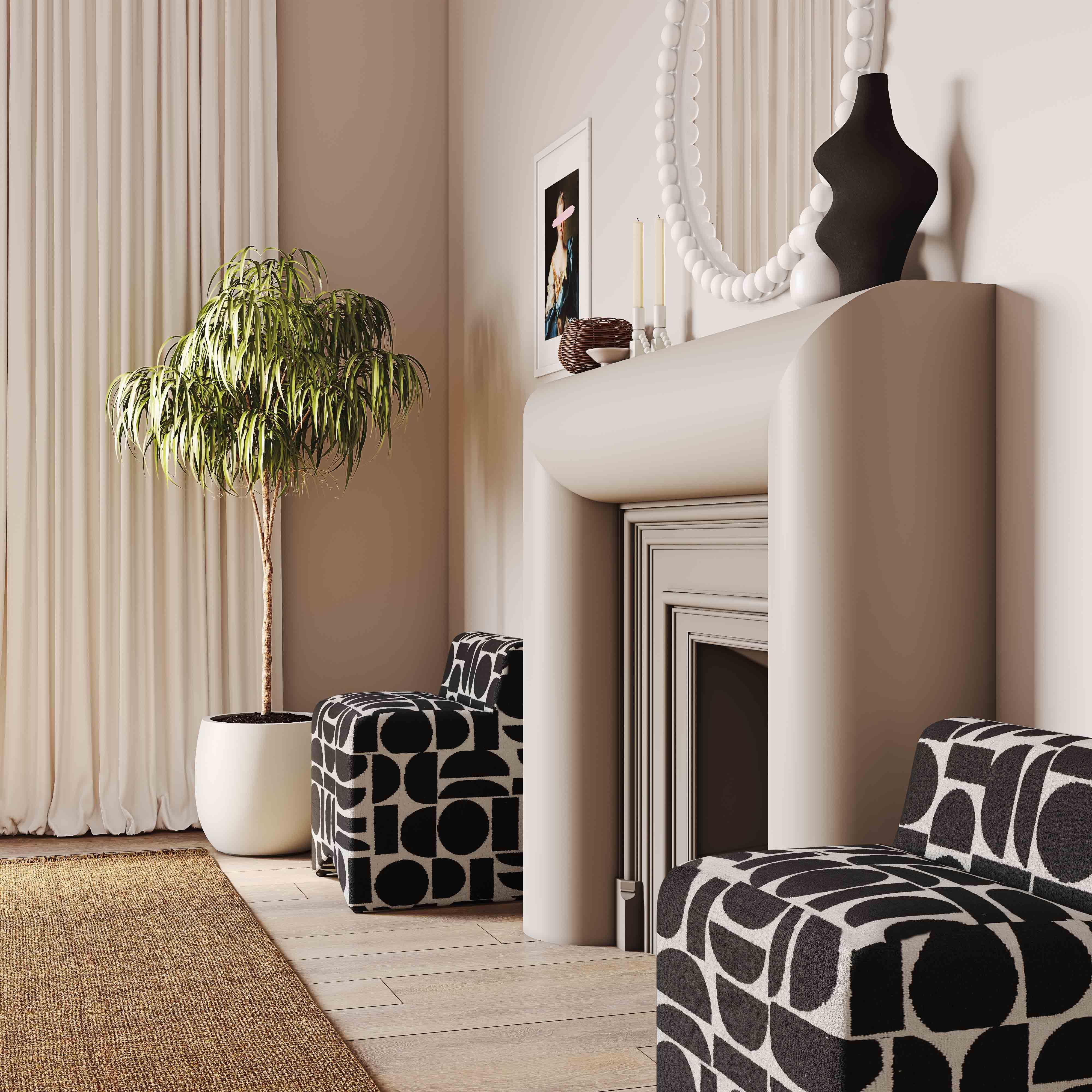 Pippa Black Geometric Jacquard Weave Stool - Frankwebs