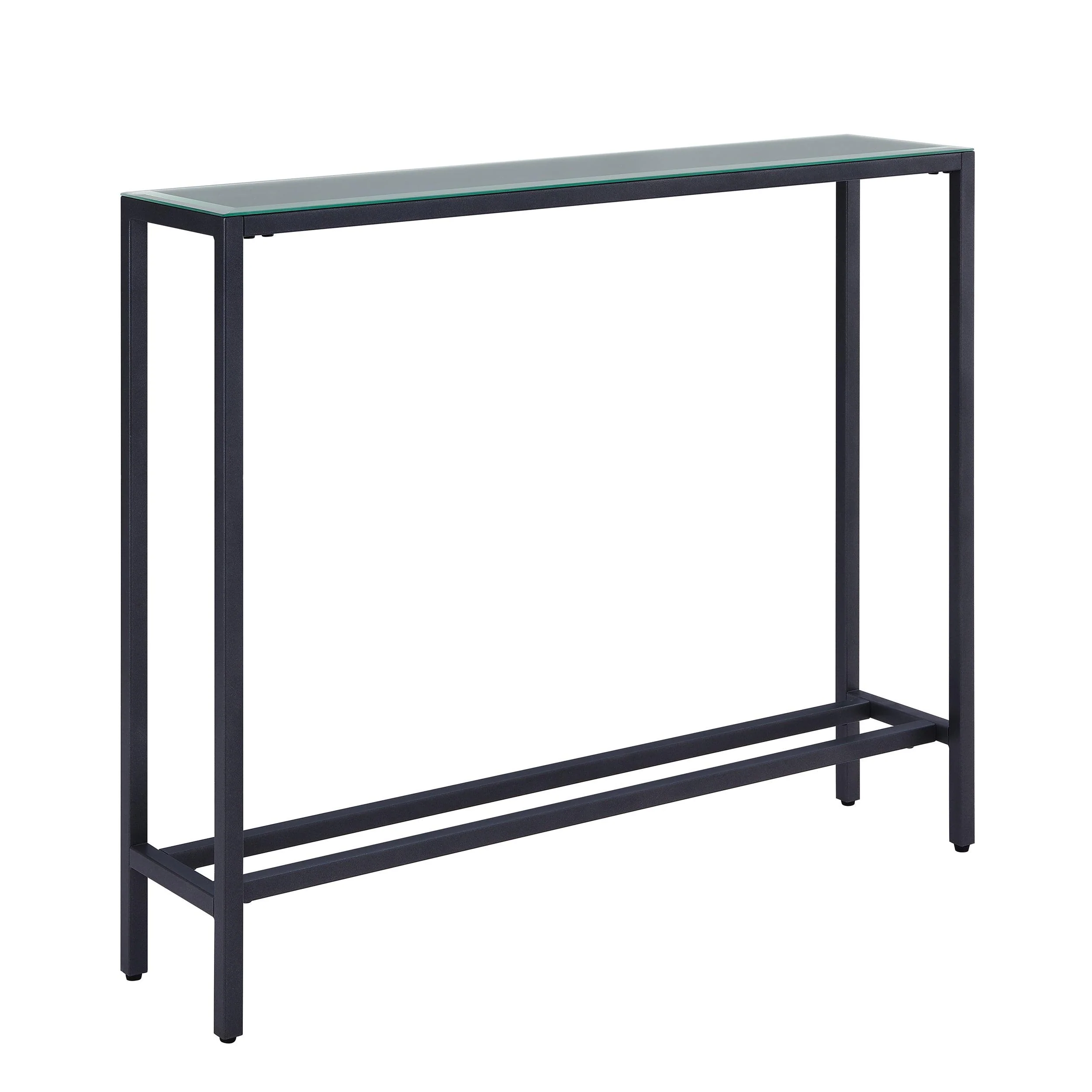 Darrin Narrow Mini Console Table w/ Mirrored Top – Gunmetal Gray - Frankwebs