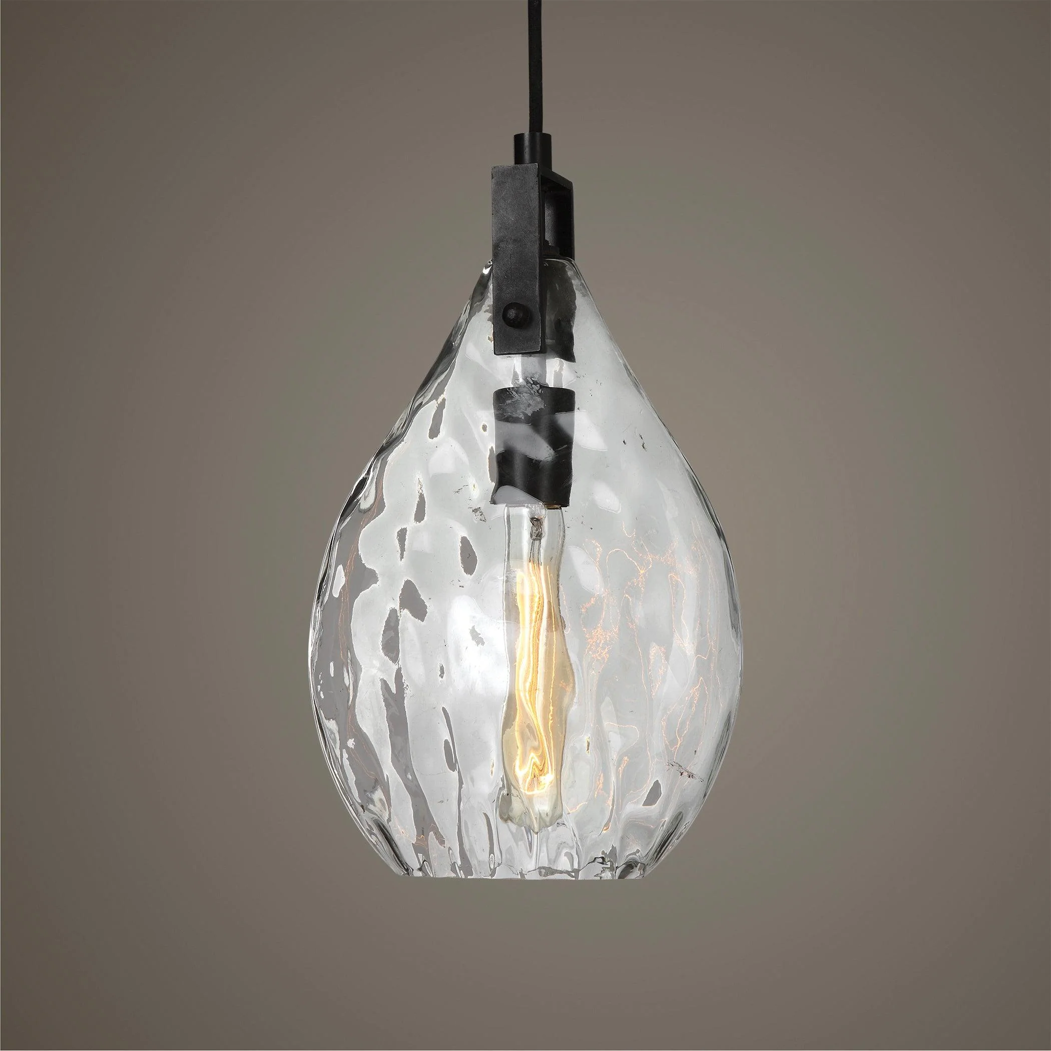 CAMPESTER 1 LIGHT WATERED GLASS MINI PENDANT - Frankwebs