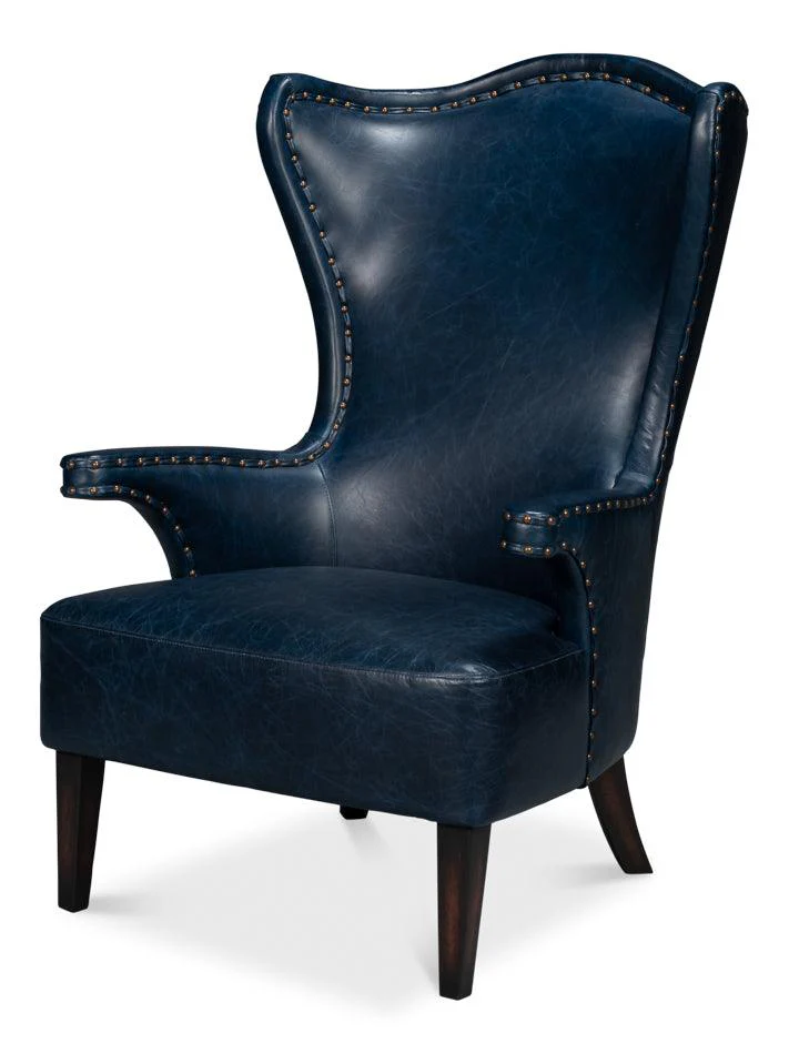 Drake Distilled Leather Chair - Blue - Frankwebs