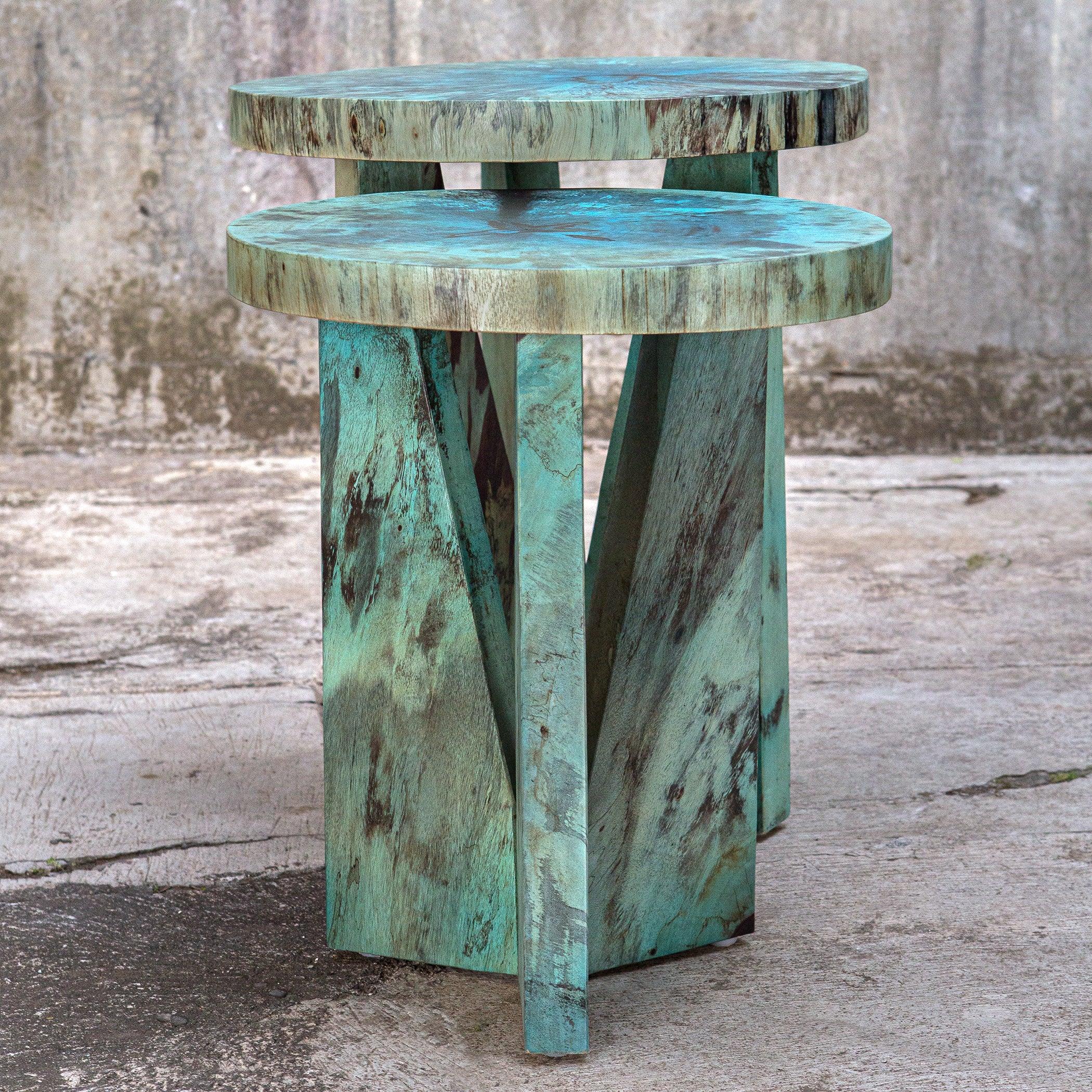 Nadette Blue Nesting Tables, S/2 - Frankwebs