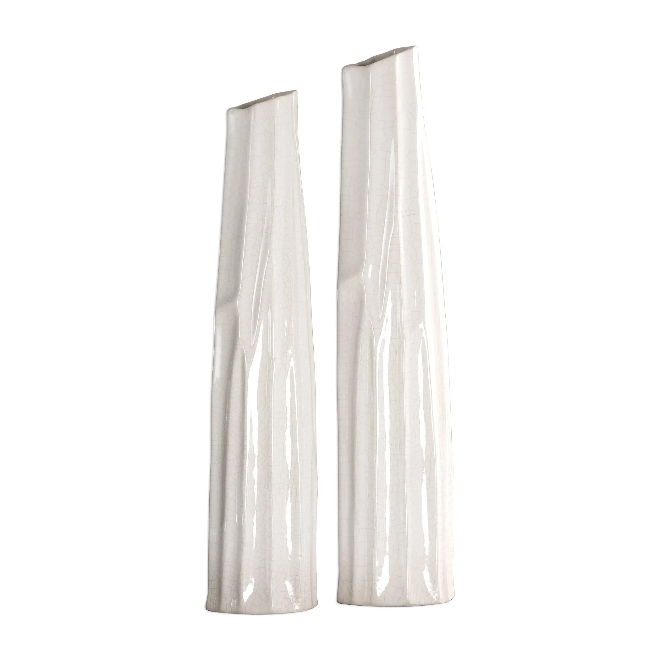 KENLEY CRACKLED WHITE VASES SET OF 2 - Frankwebs