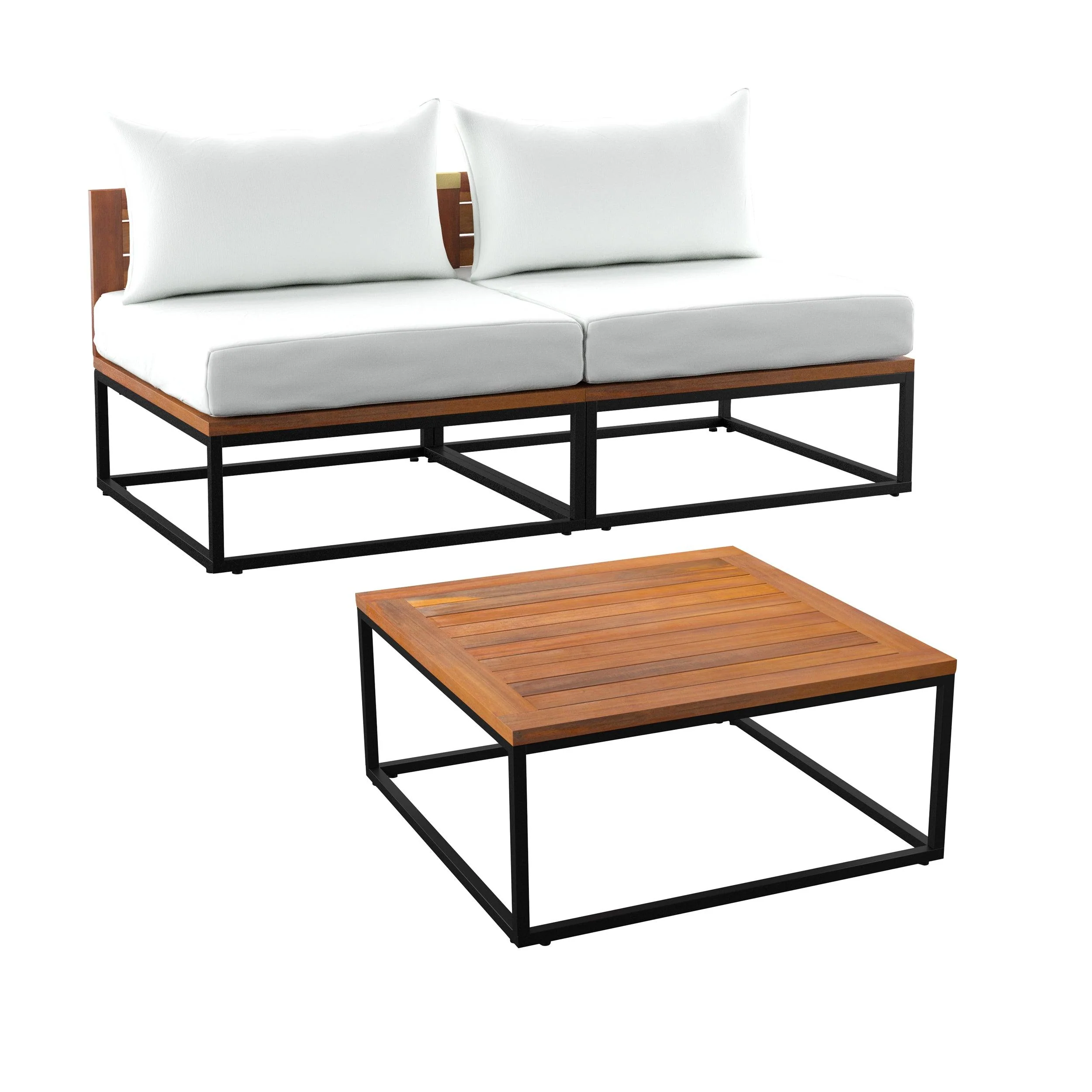 Taradale Outdoor Coffee Table and Modular Loveseat Set – 2pc - Frankwebs