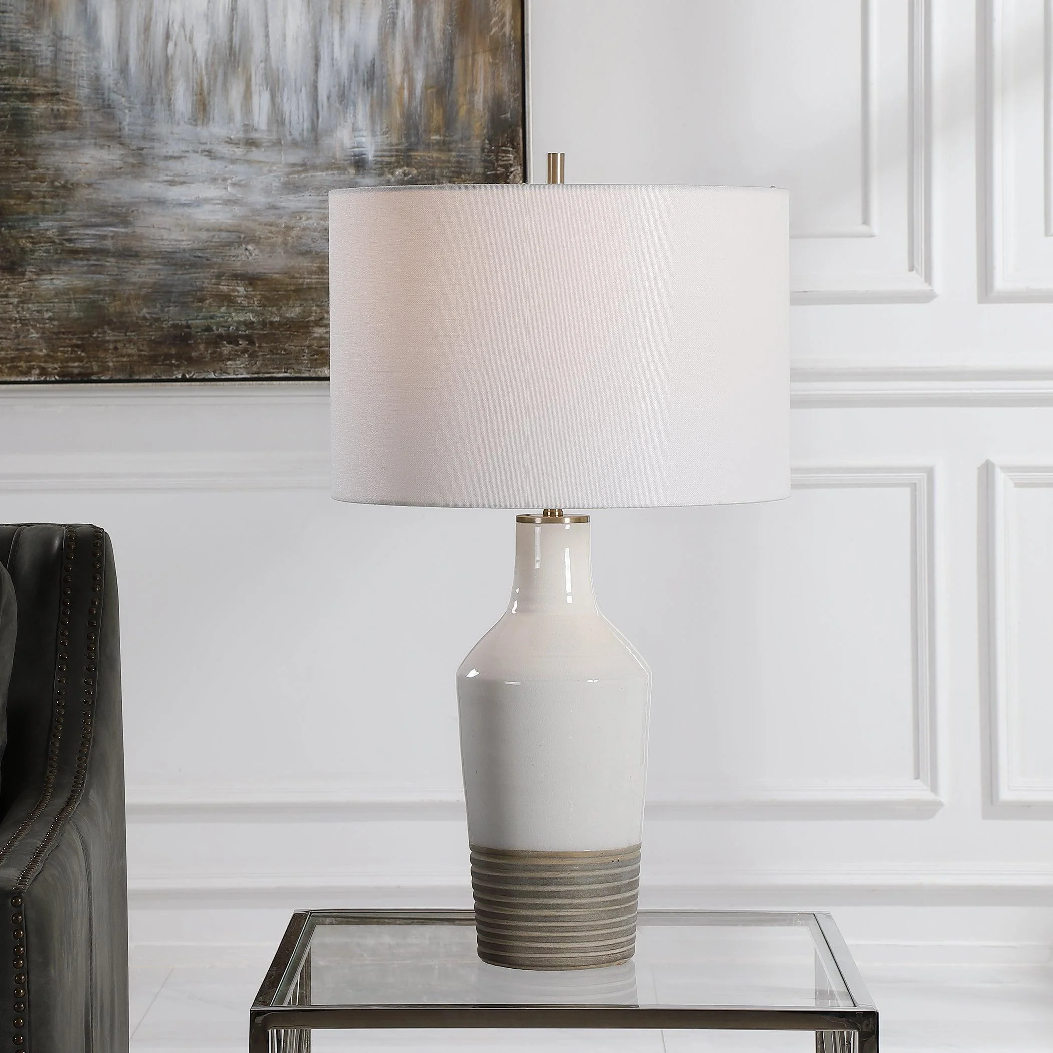 DAKOTA WHITE CRACKLE TABLE LAMP - Frankwebs