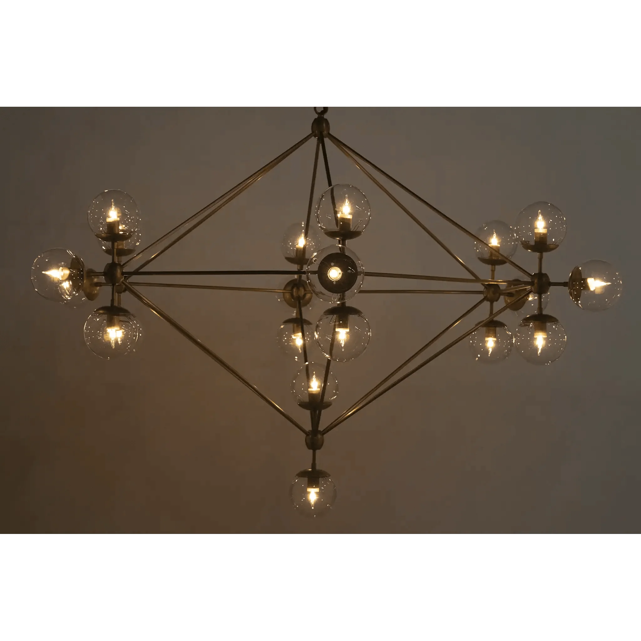 Pluto Chandelier, Large, Metal with Brass Finish and Glass - Frankwebs