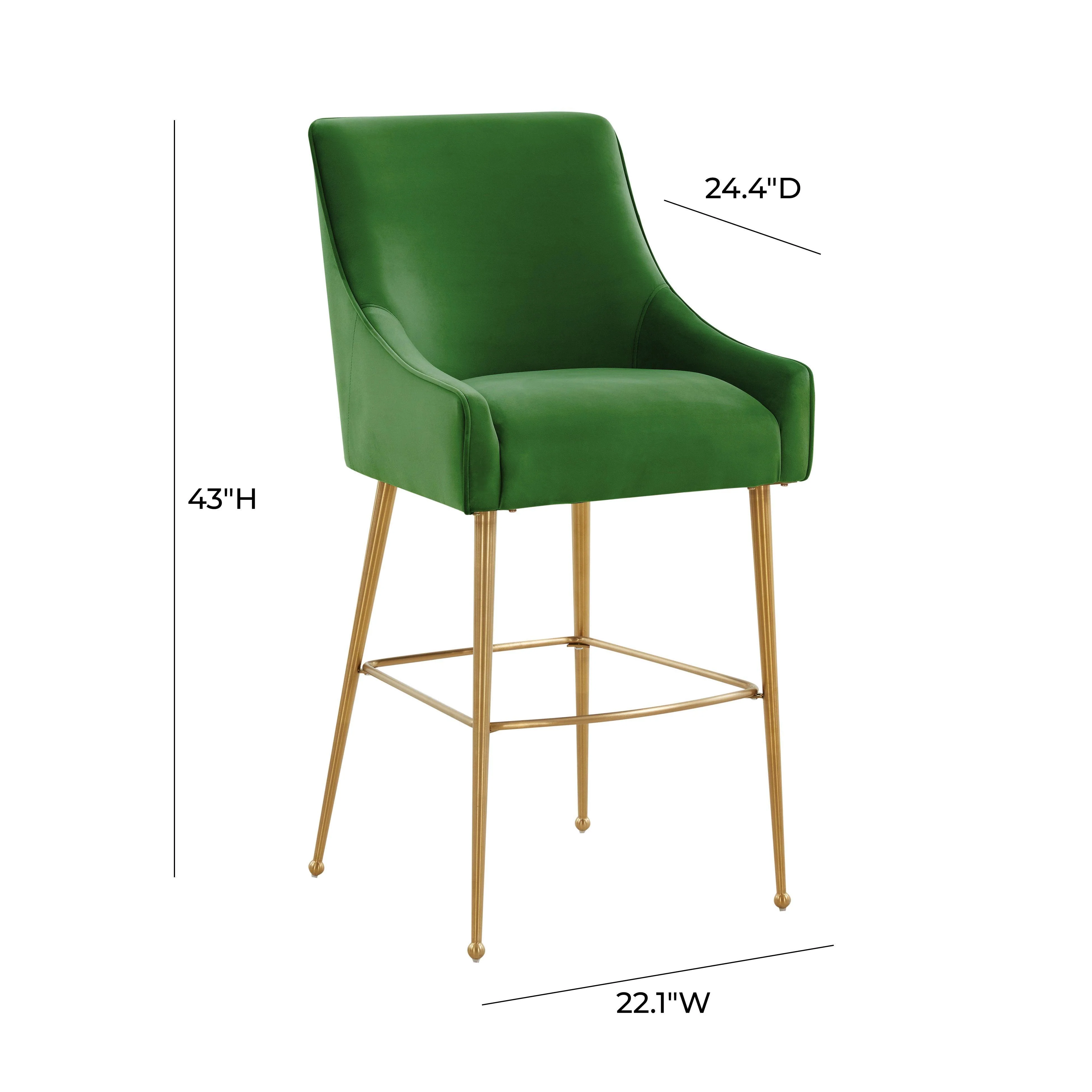 Beatrix Green Velvet Bar Stool - Gold Legs - Frankwebs