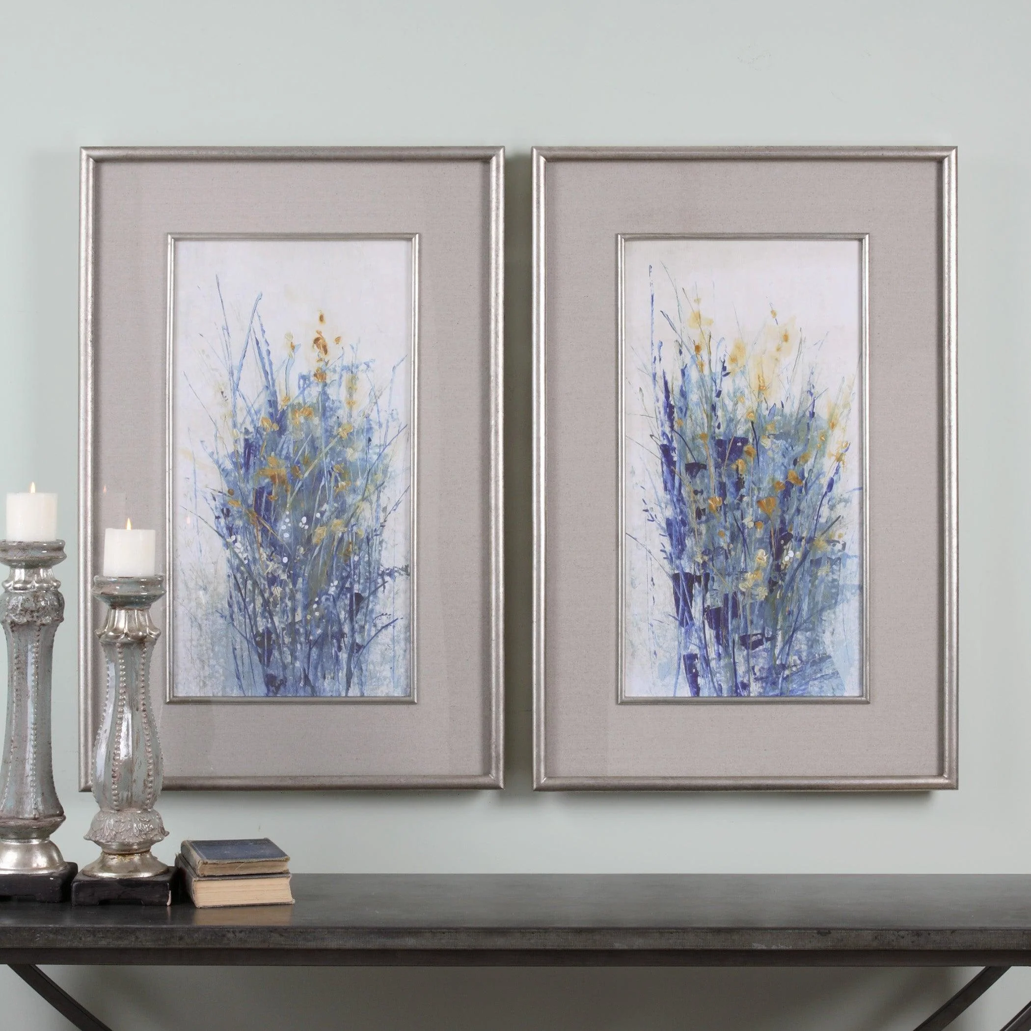 Indigo Florals Framed Art S/2 - Frankwebs