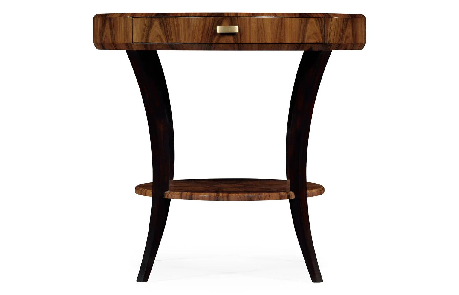 Santos Art Deco Satin Round Side Table with Drawer - Frankwebs