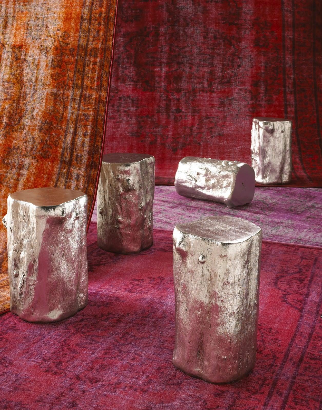 Log Stool, Silver Leaf, SM - Frankwebs