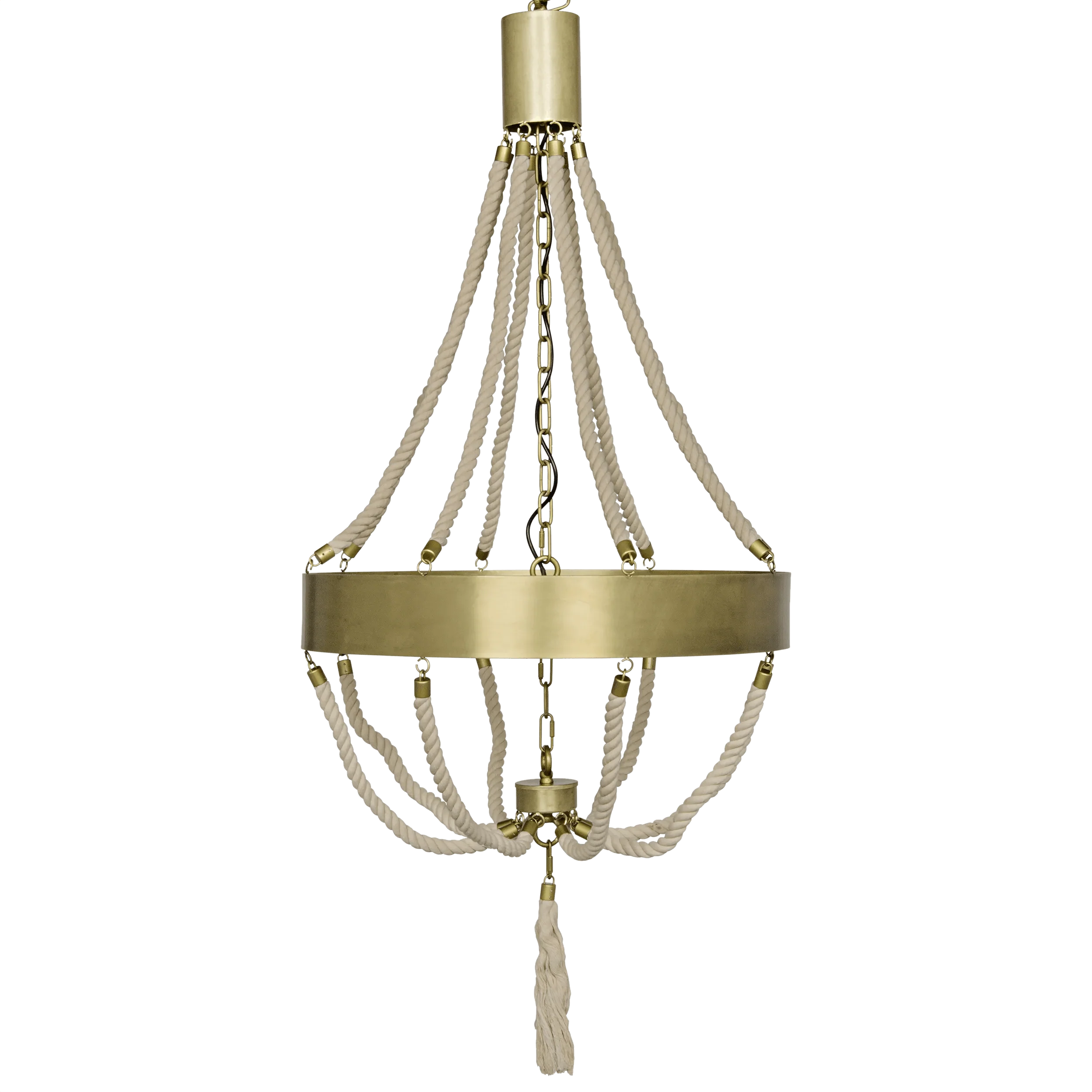 Alec Chandelier, Antique Brass and Rope - Frankwebs