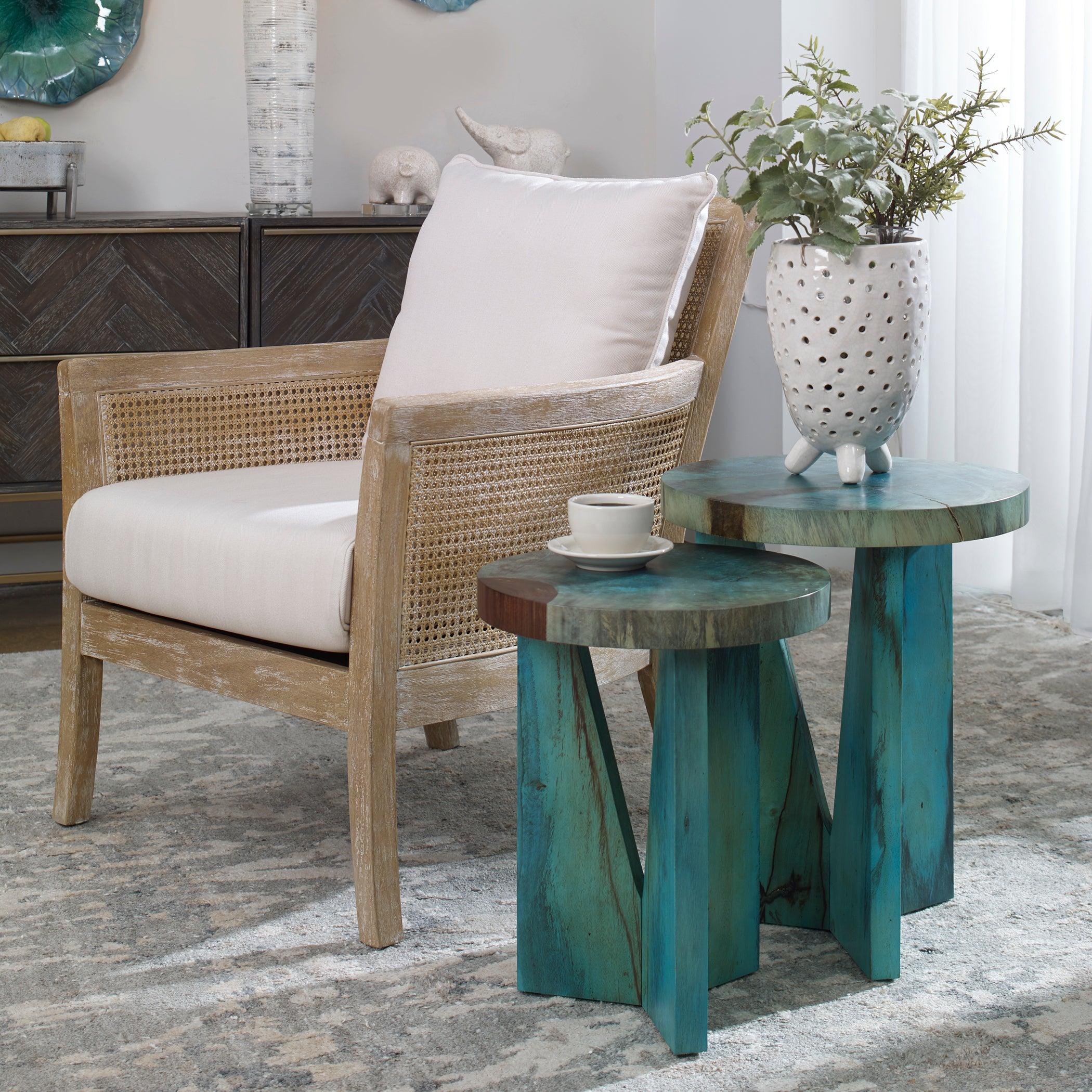 Nadette Blue Nesting Tables, S/2 - Frankwebs