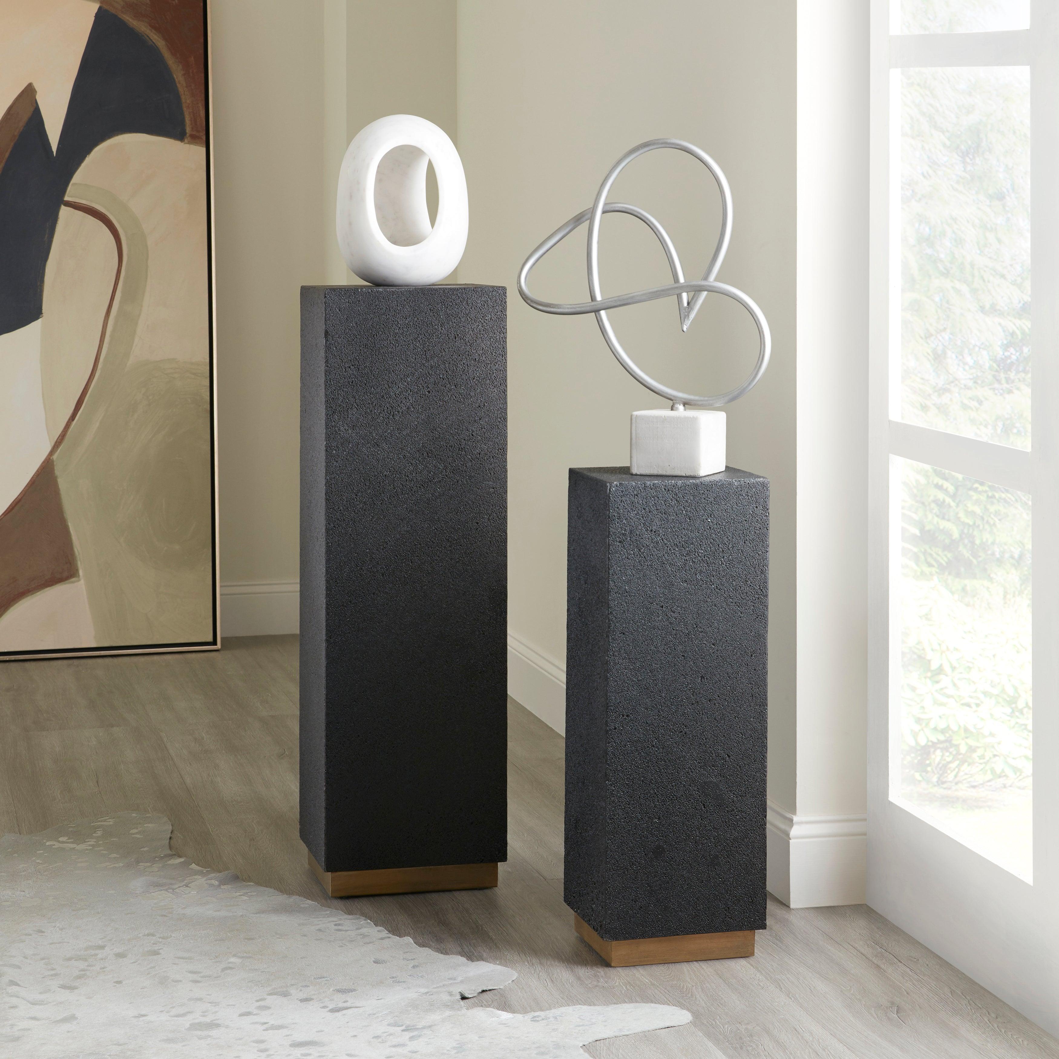 Medium Lava Stone Metal Base Pedestal - Frankwebs