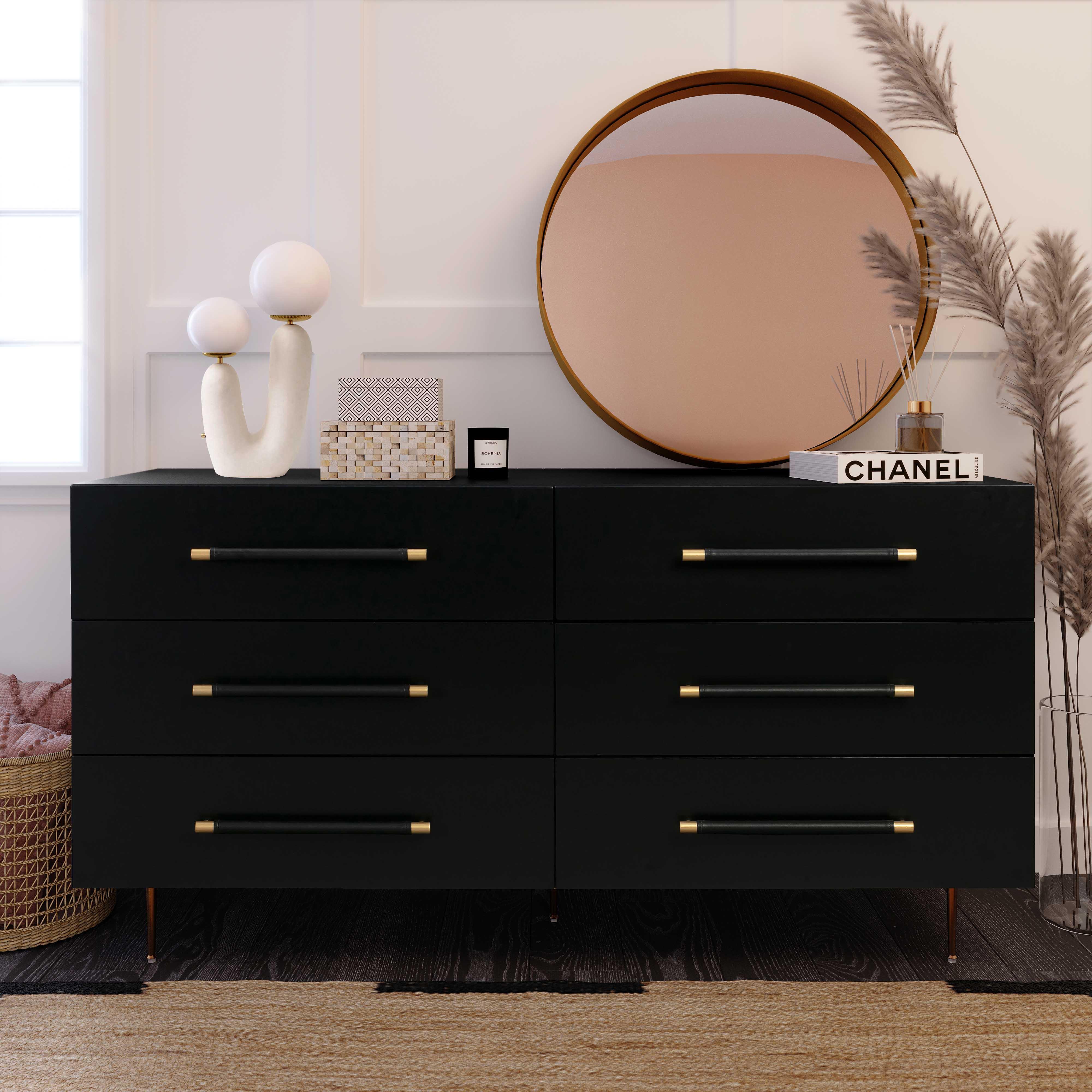 Trident Black 6 Drawer Dresser - Frankwebs
