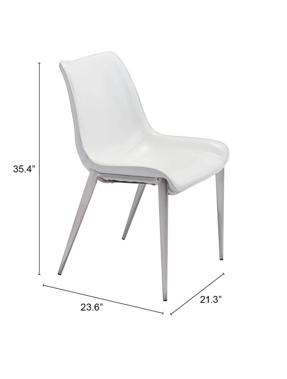 Magnus Dining Chair (Set of 2) White & Silver - Frankwebs