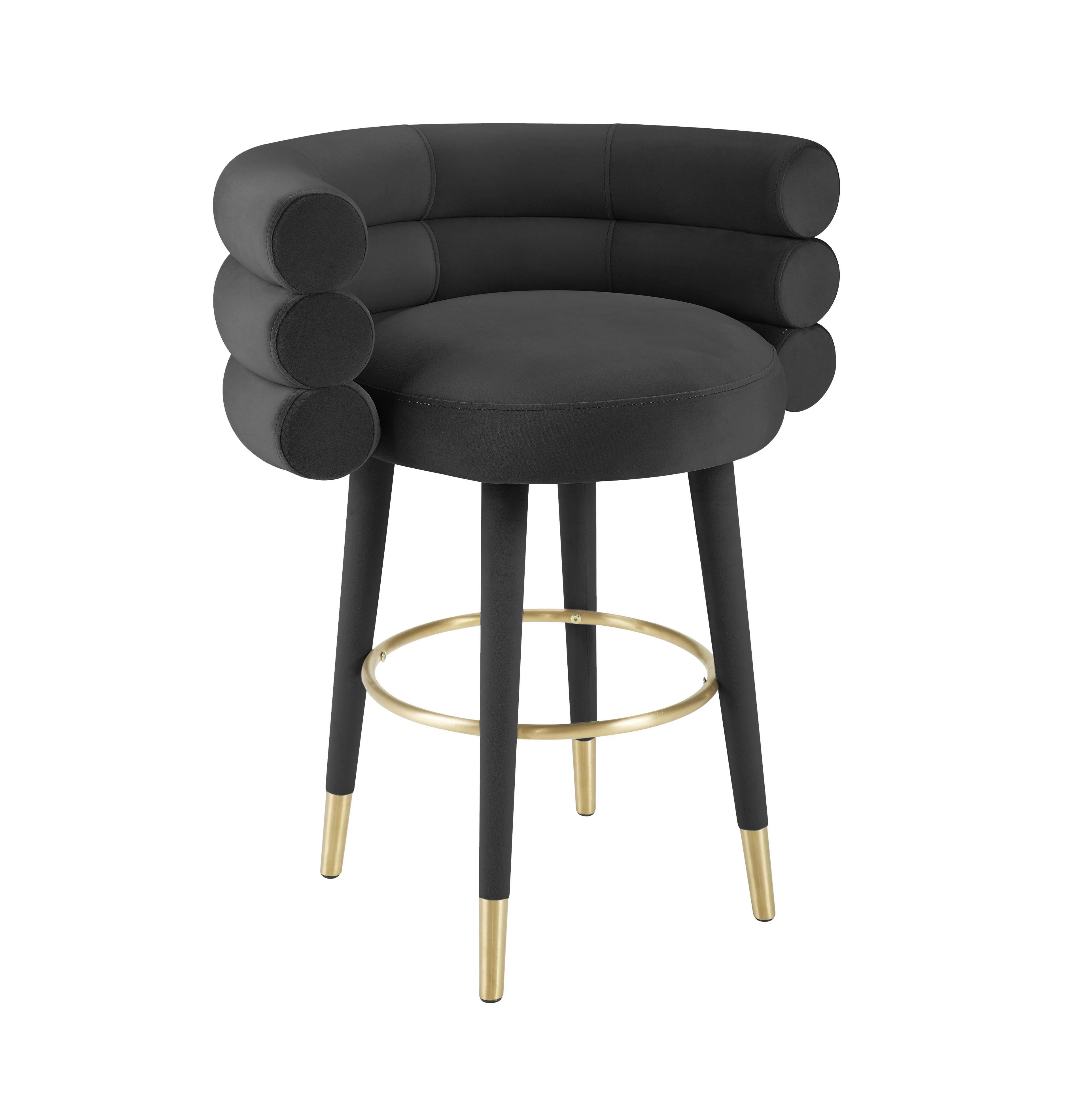 Betty Black Velvet Counter Stool - Frankwebs