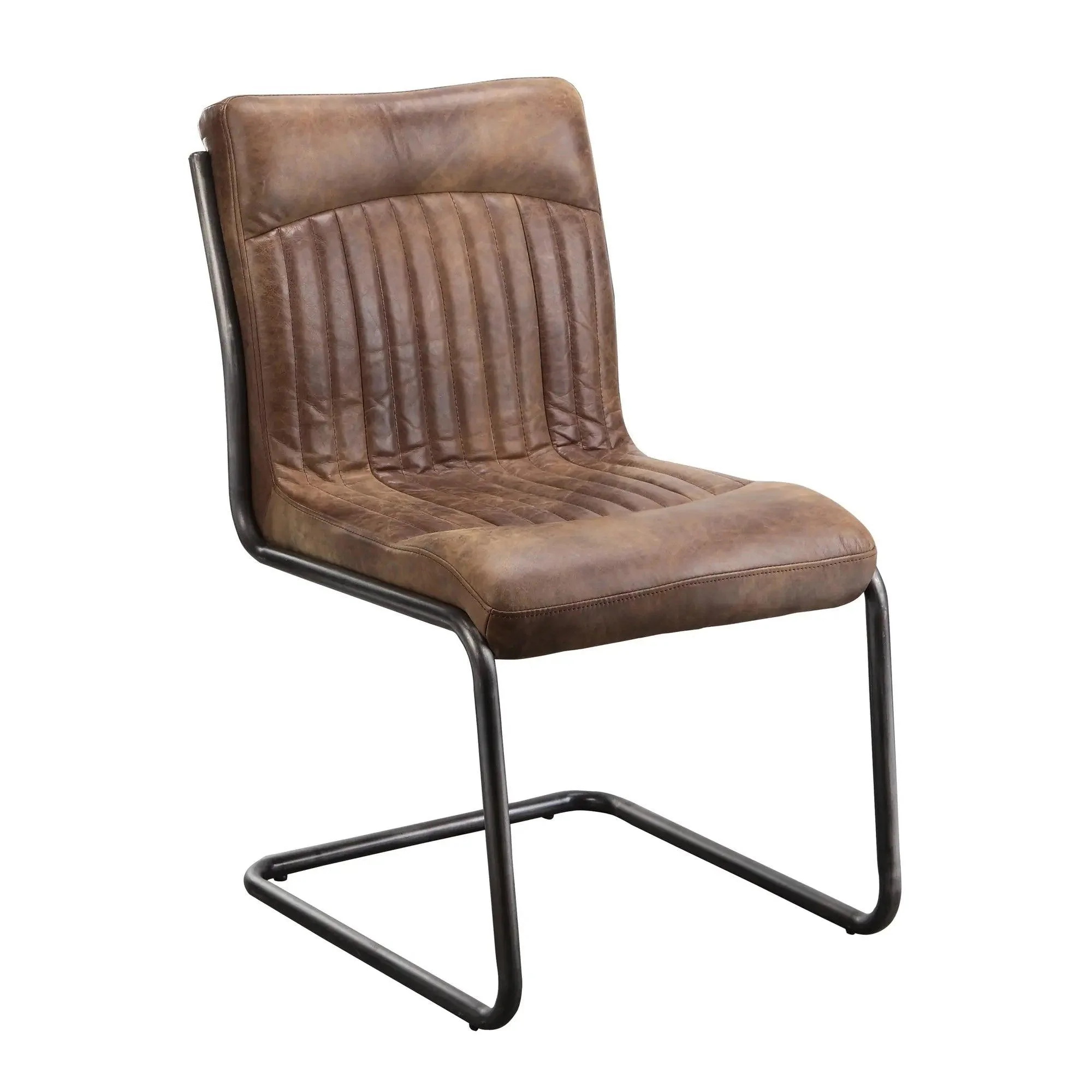 Ansel Dining Chair Grazed Brown Leather - Set Of Two - Frankwebs
