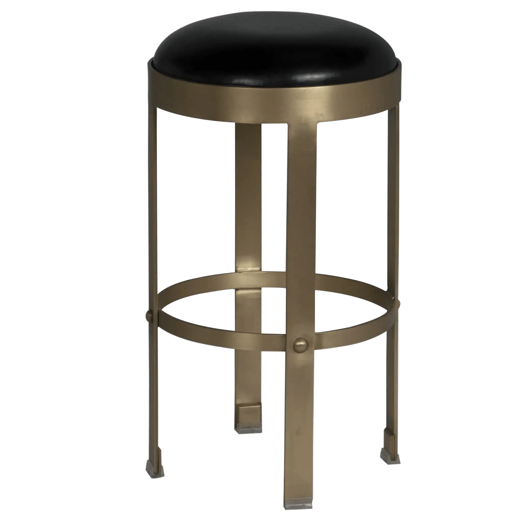 Prince Counter Stool with Leather, Brass Finish - Frankwebs