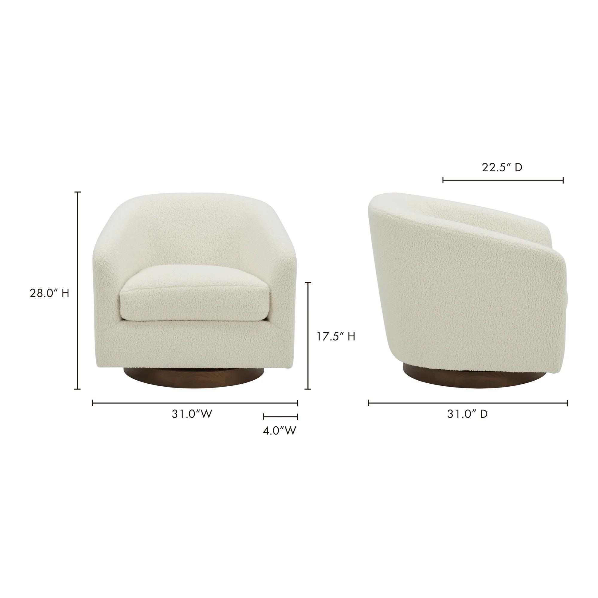 Oscy Swivel Chair Vegan Shearling White - Frankwebs