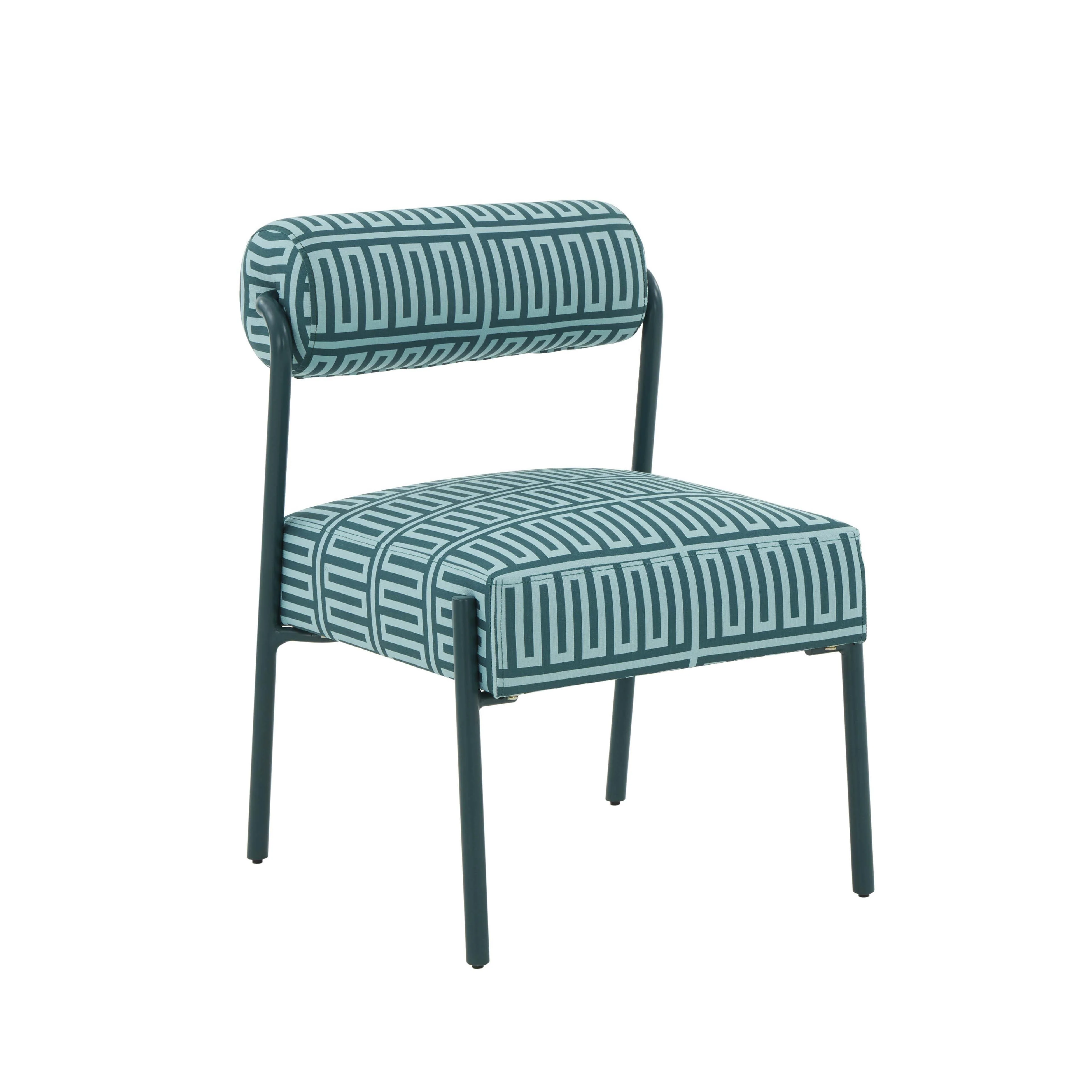 Jolene Green Patterned Linen Accent Chair - Frankwebs