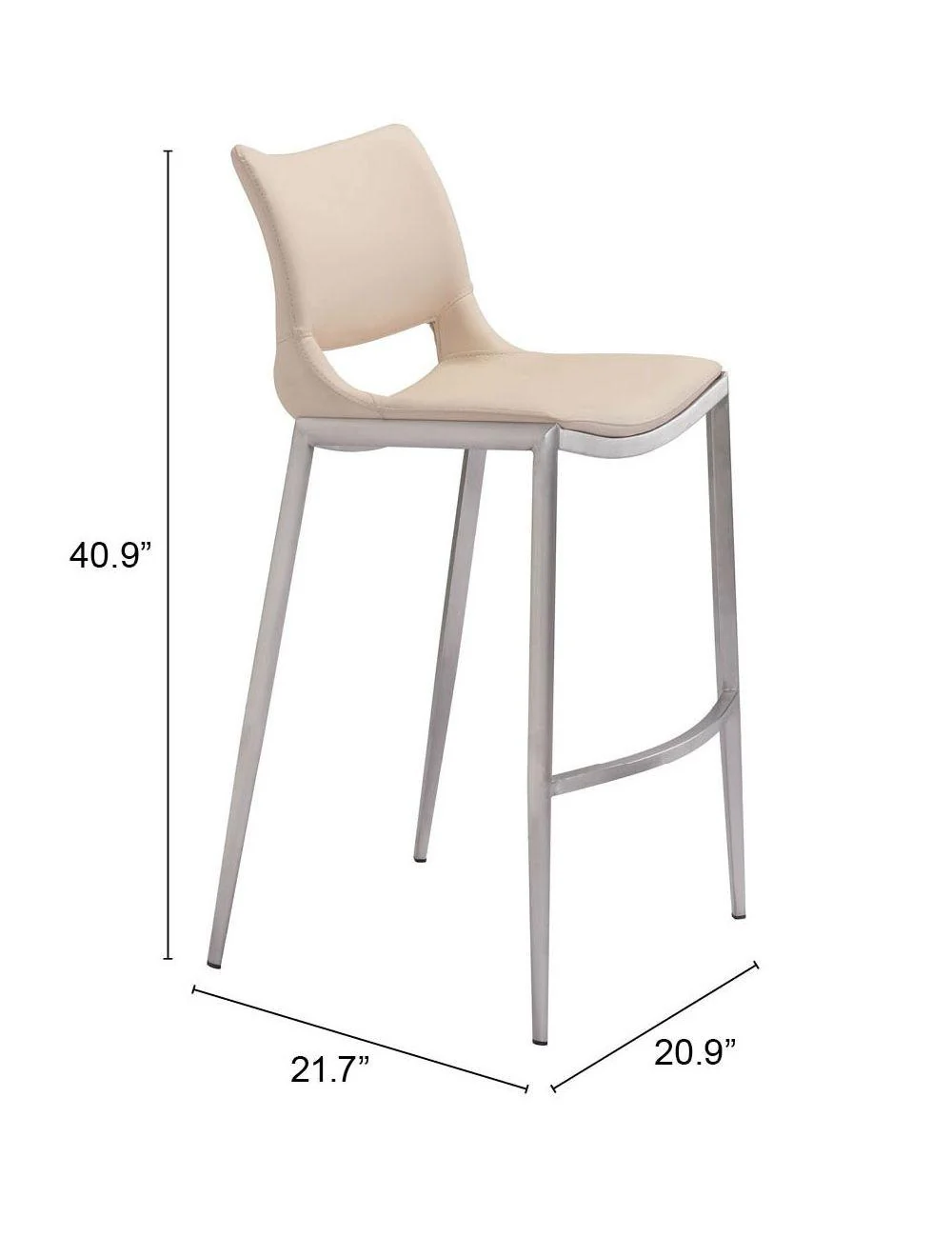 Ace Bar Chair (Set of 2) Light Pink & Silver - Frankwebs