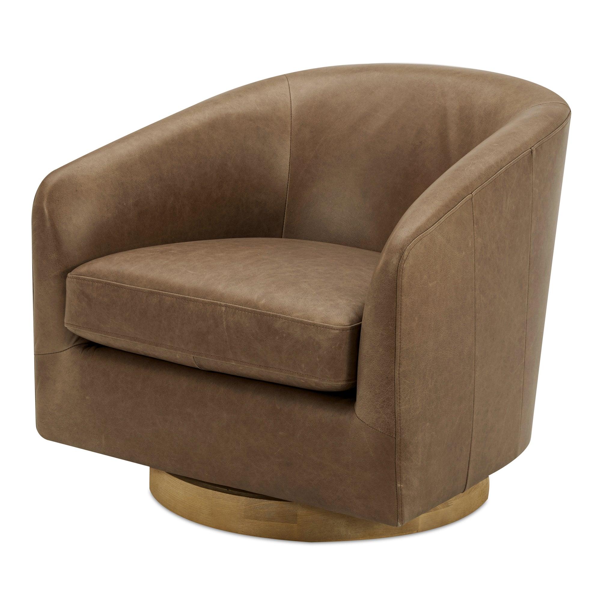 Oscy Leather Swivel Chair Tan - Frankwebs