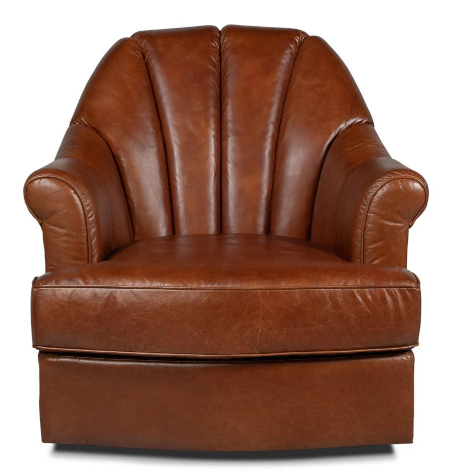 Scoth Swivel Chair In Distilled Leather - Frankwebs