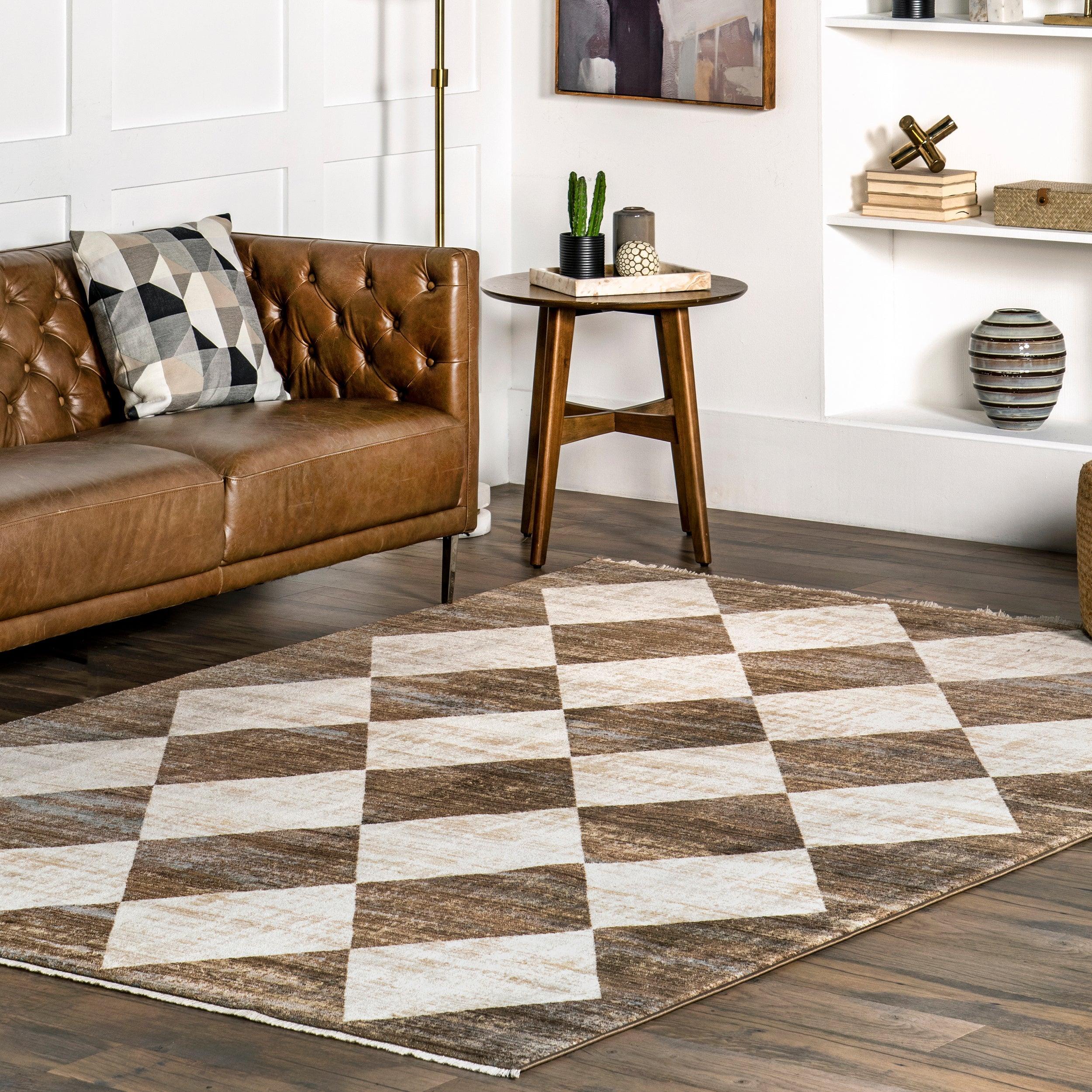 Meline Checkered Fringe Area Rug - Frankwebs