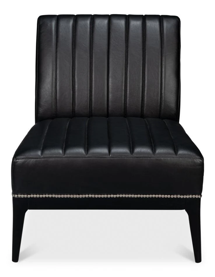Agave Slipper Chair Distilled Lthr - Blk - Frankwebs