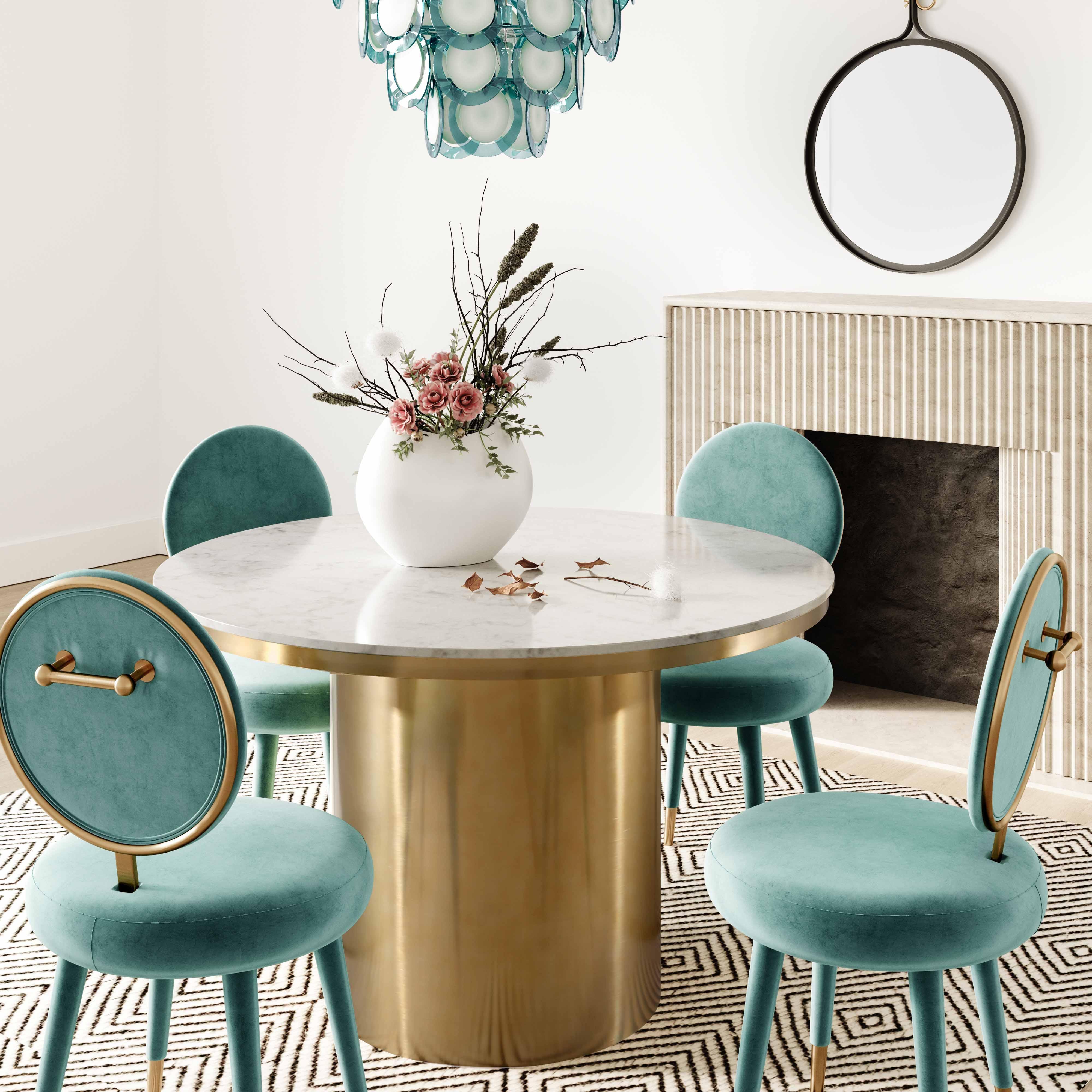 Kylie Sea Blue Velvet Dining Chair - Frankwebs
