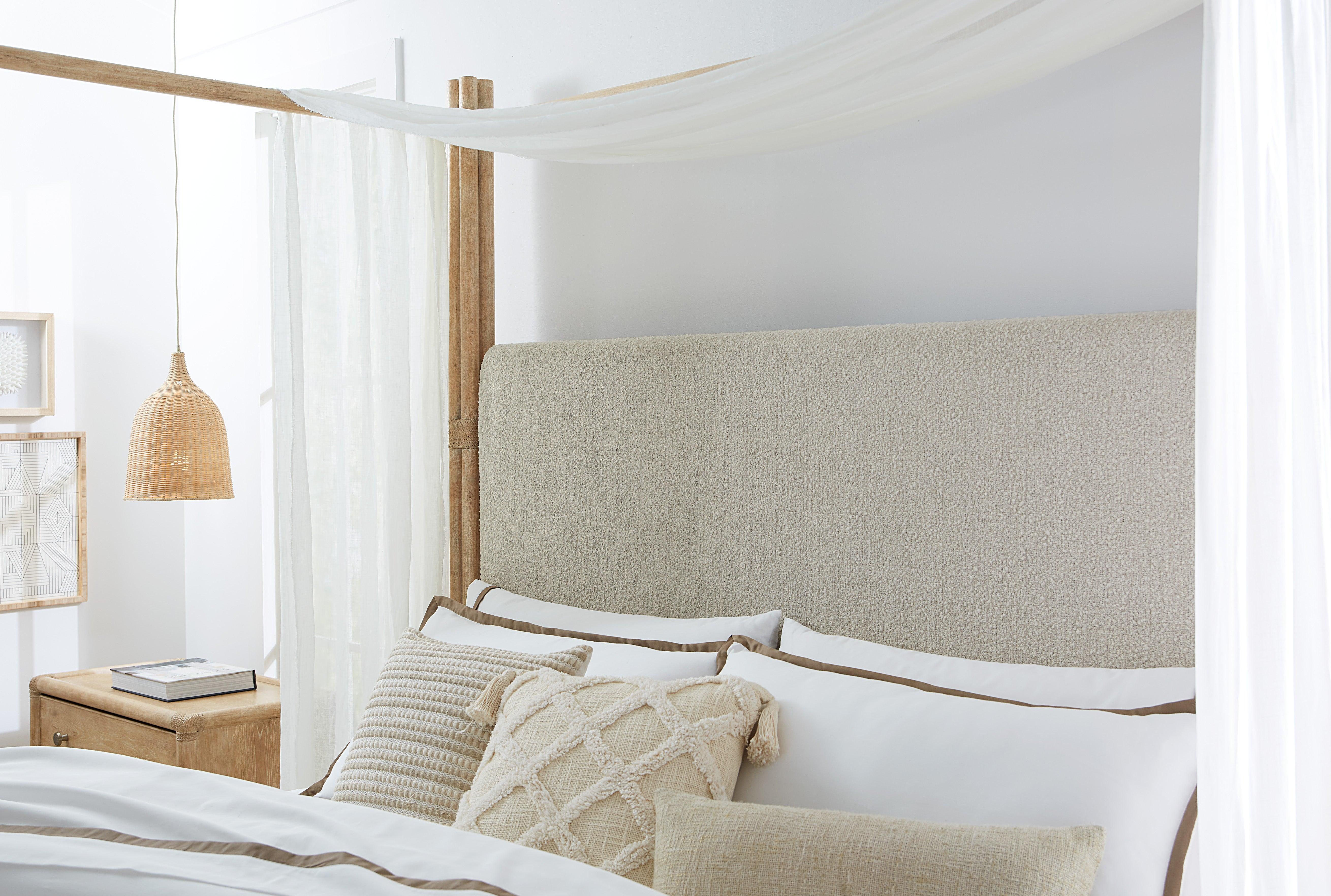 Retreat Pole Rattan Upholstered Poster Bed w/Canopy - Frankwebs