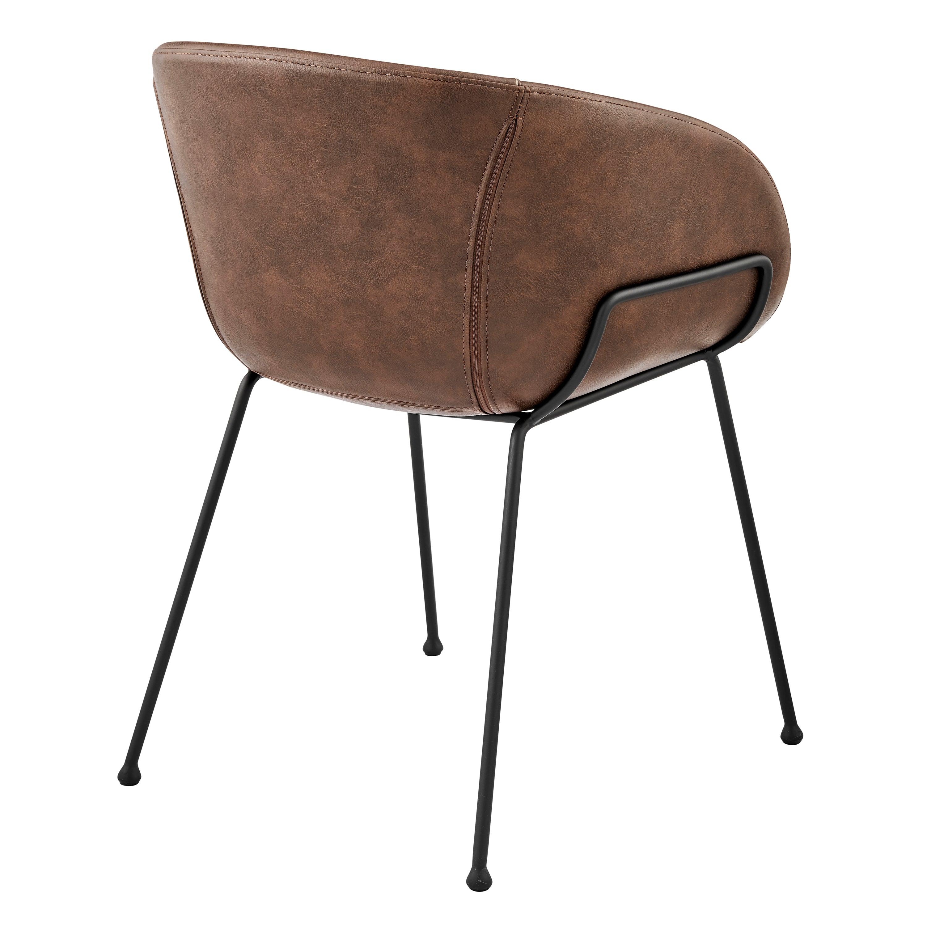 Zach Armchair with Leatherette and Powder Coated Steel Frame and Legs - Set of 2 - Frankwebs