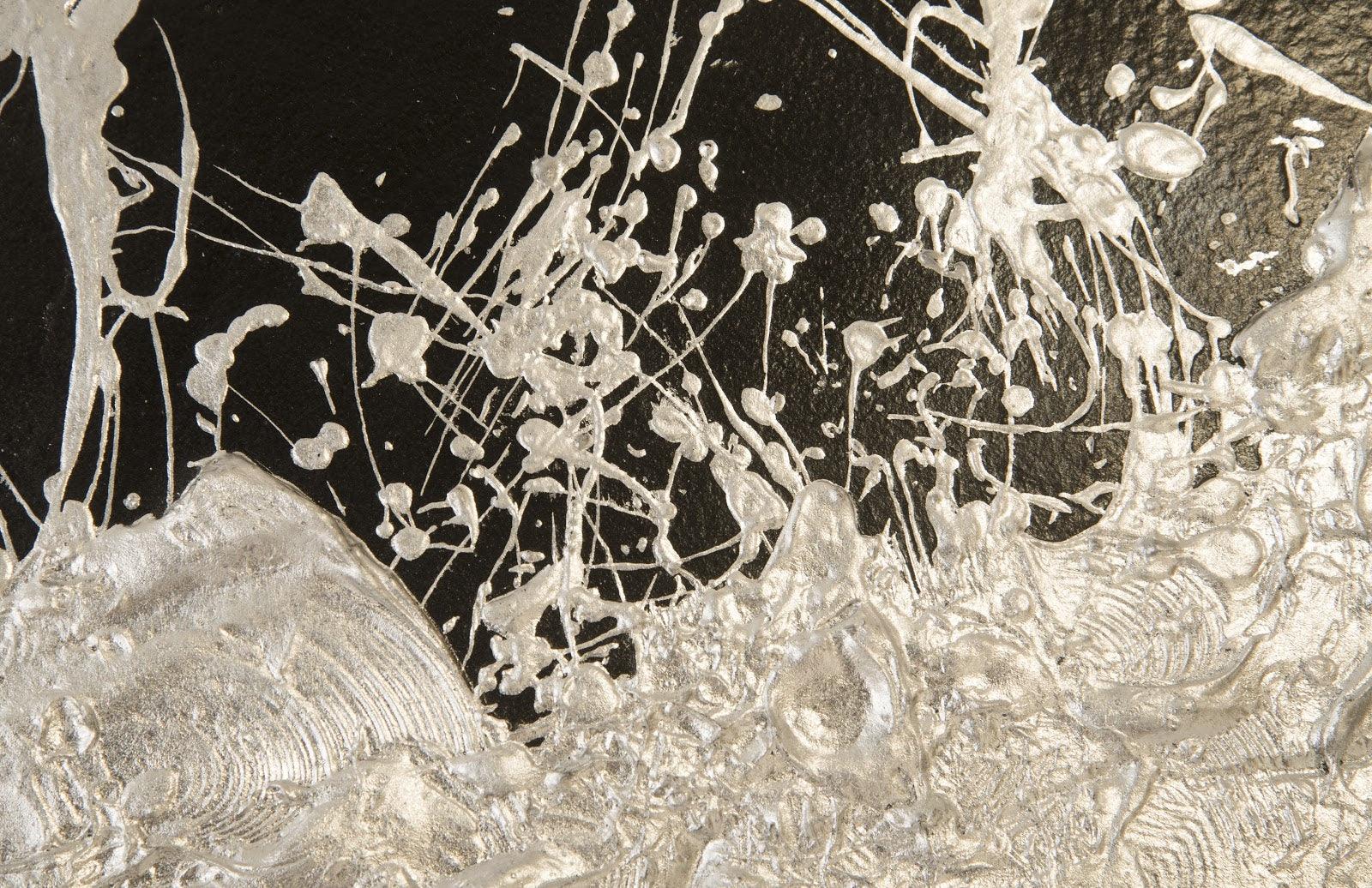 Wisp Wall Tile, Chamcha Wood, Silver Leaf on Black - Frankwebs