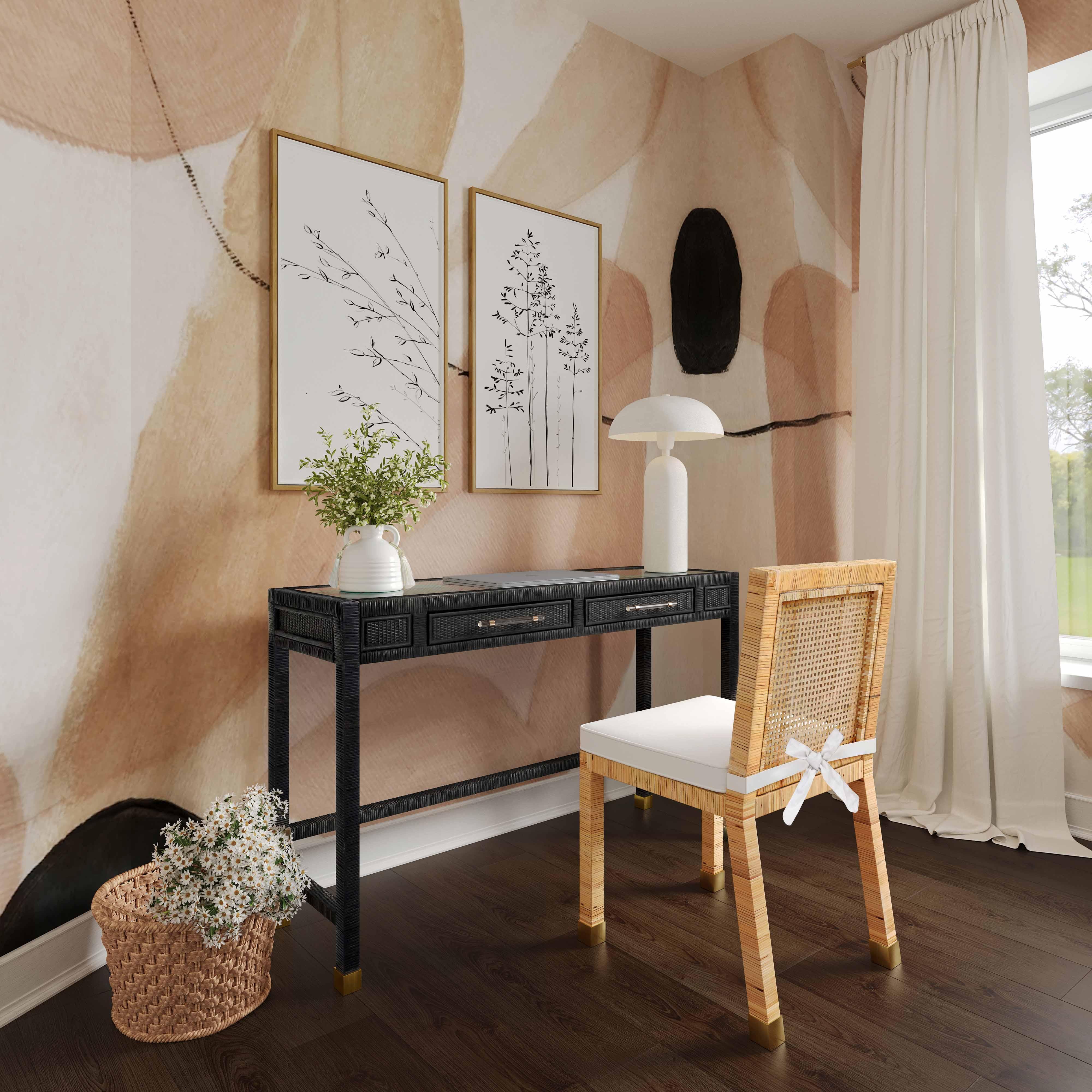 Amara Charcoal Rattan Desk - Frankwebs