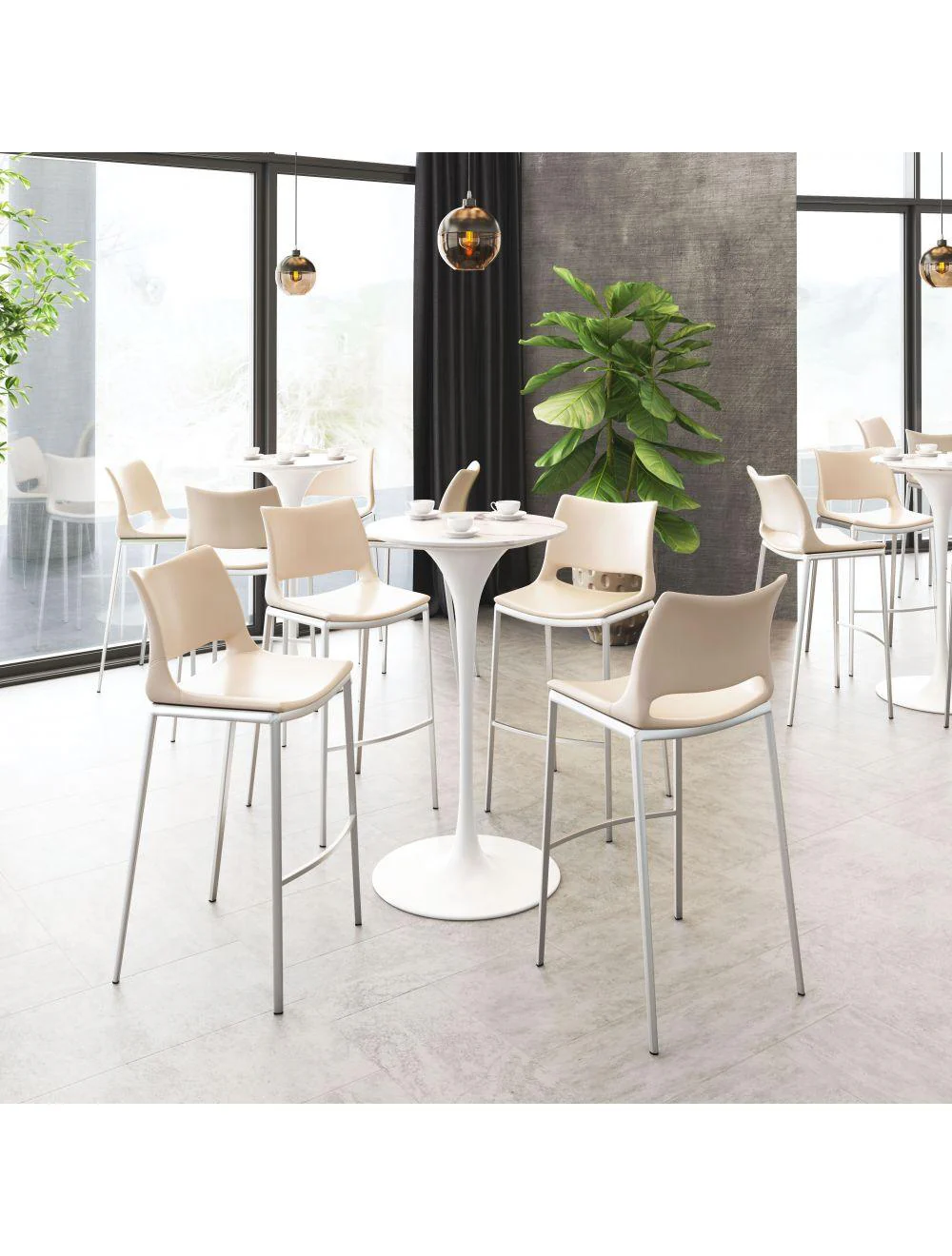 Ace Bar Chair (Set of 2) Light Pink & Silver - Frankwebs