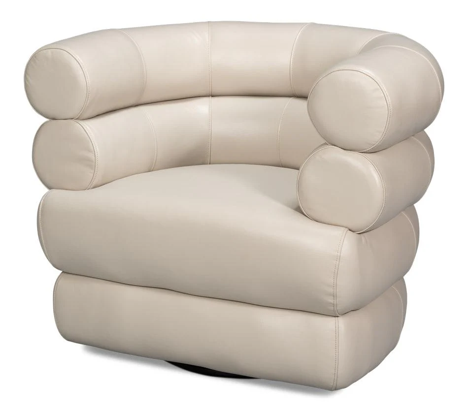 Rondo Leather Swivel Chair - White - Frankwebs