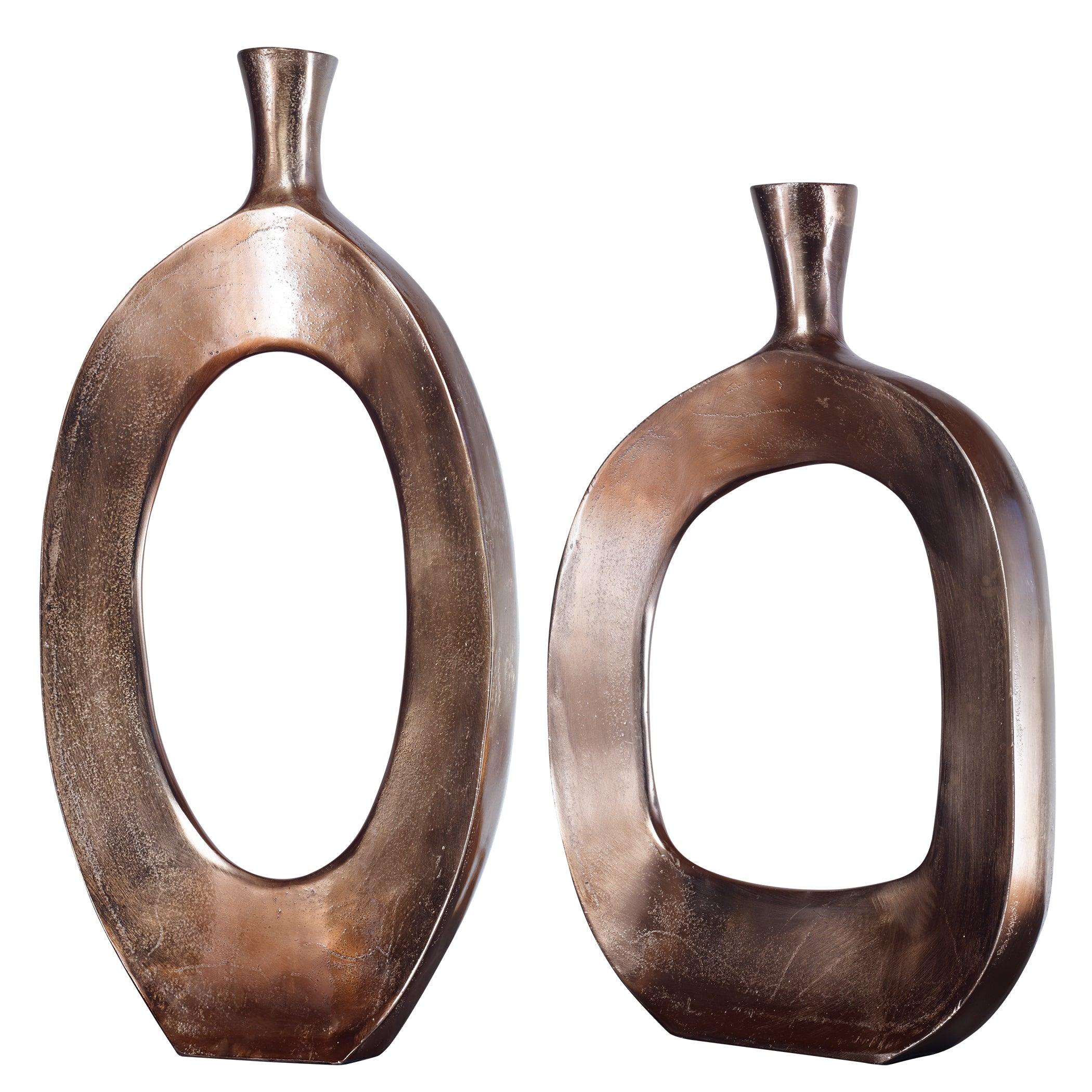 KYLER TEXTURED BRONZE VASES SET/2 - Frankwebs
