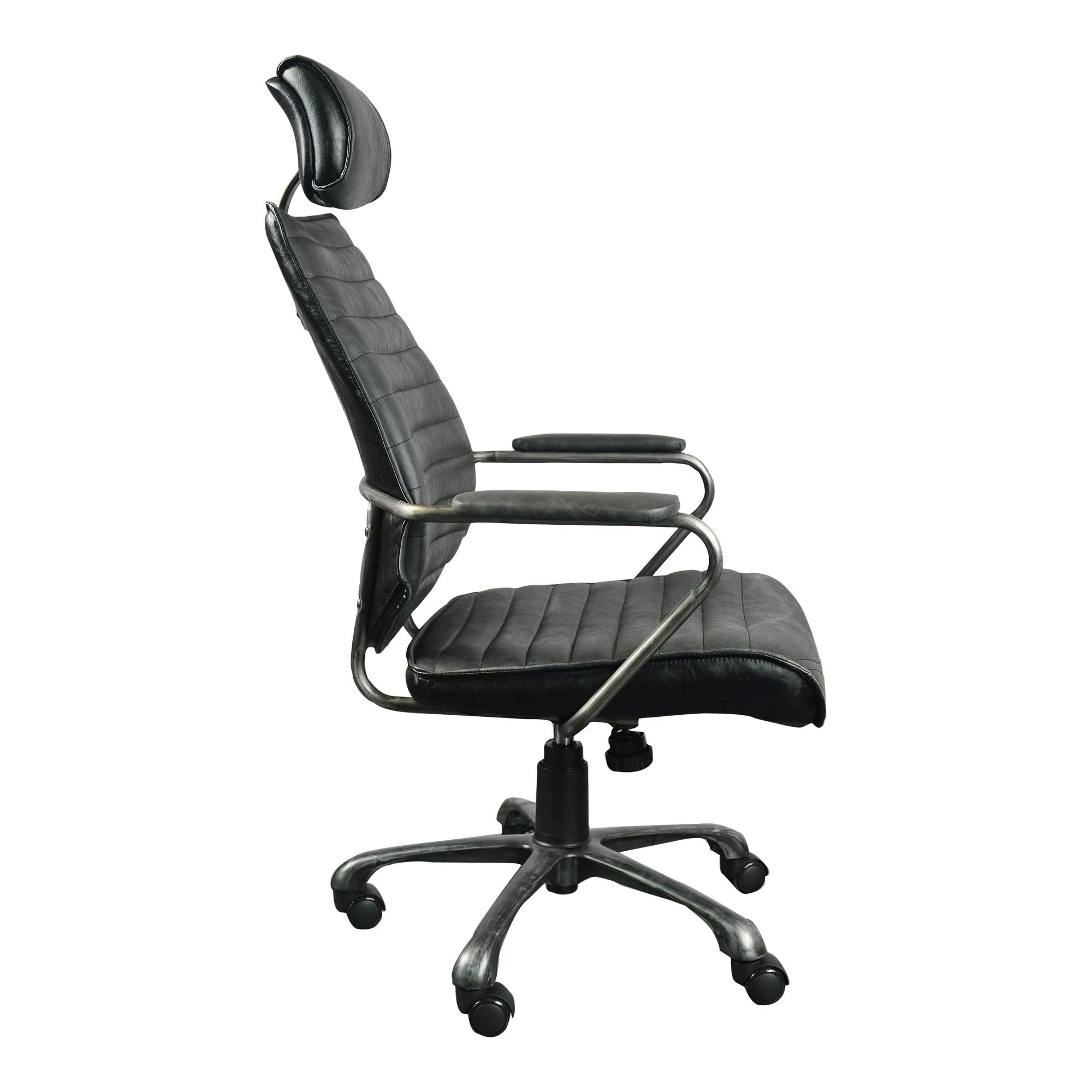 Executive Swivel Office Chair Onyx Black Leather - Frankwebs