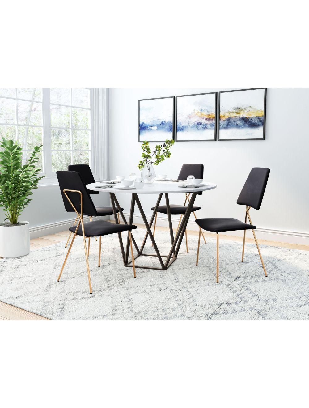 Chloe Dining Chair (Set of 2) Black & Gold - Frankwebs