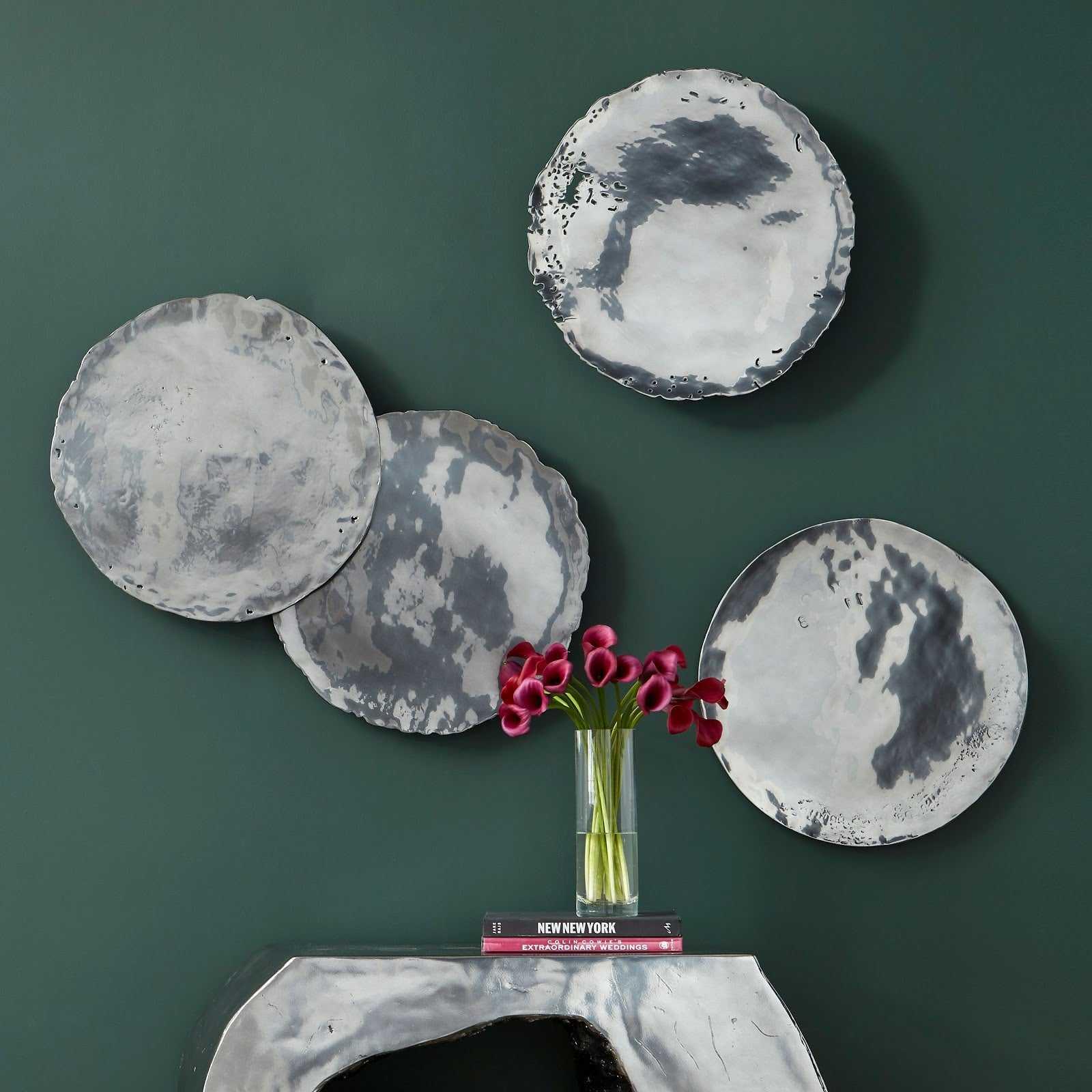 Cast Oil Drum Wall Discs, Liquid Silver, Set of 4 - Frankwebs