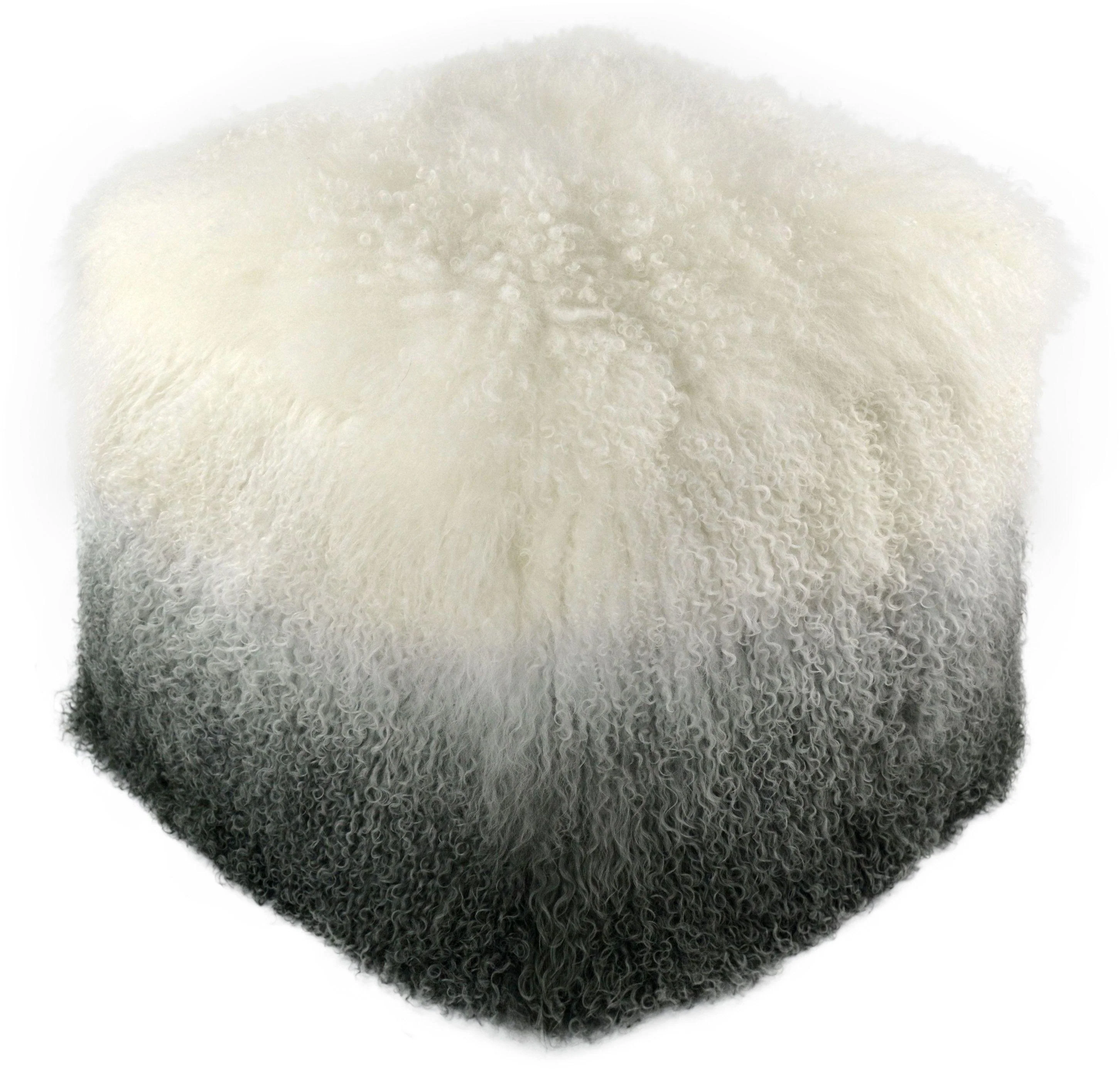 Tibetan Sheep White to Grey Pouf - Frankwebs