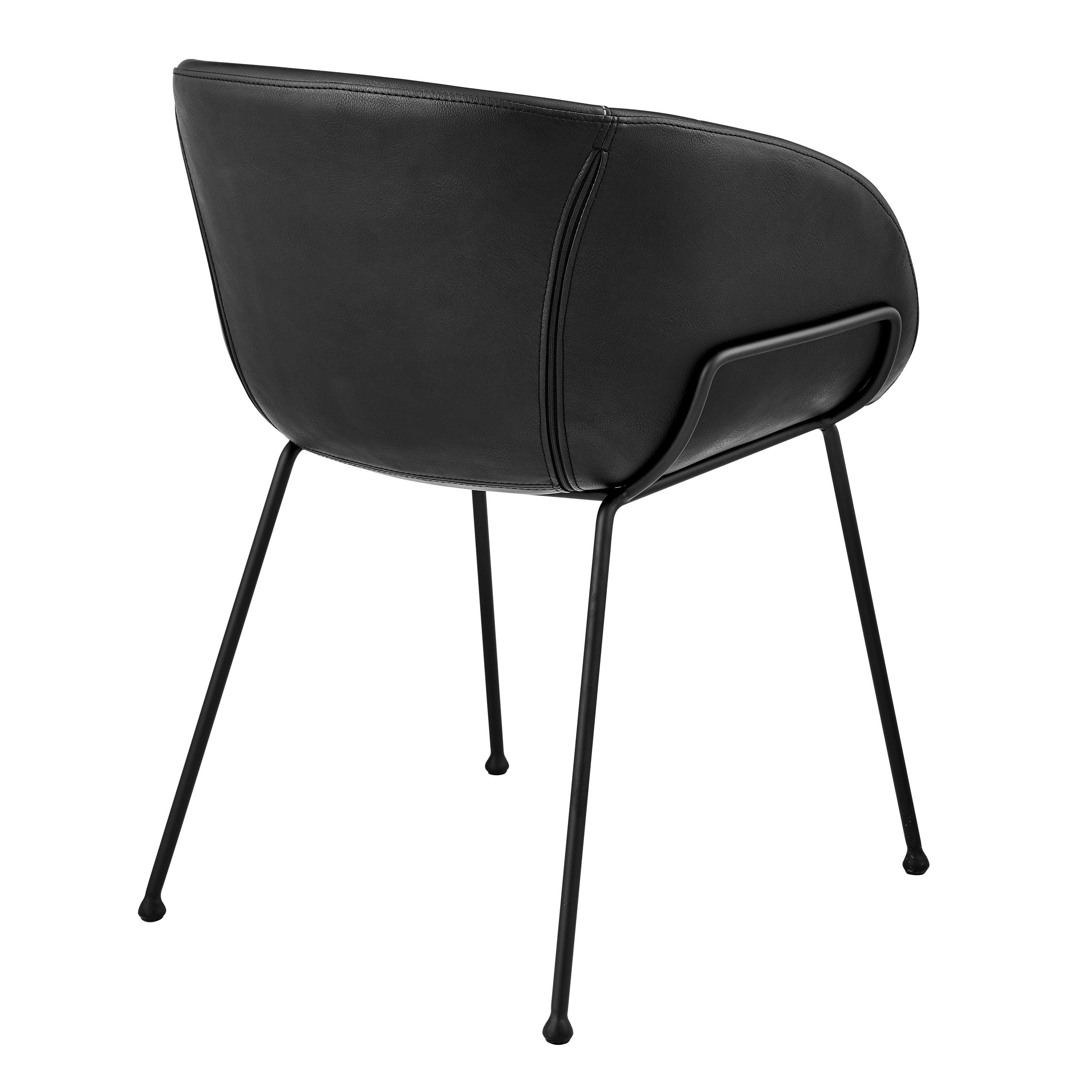 Zach Armchair with Leatherette and Powder Coated Steel Frame and Legs - Set of 2 - Frankwebs