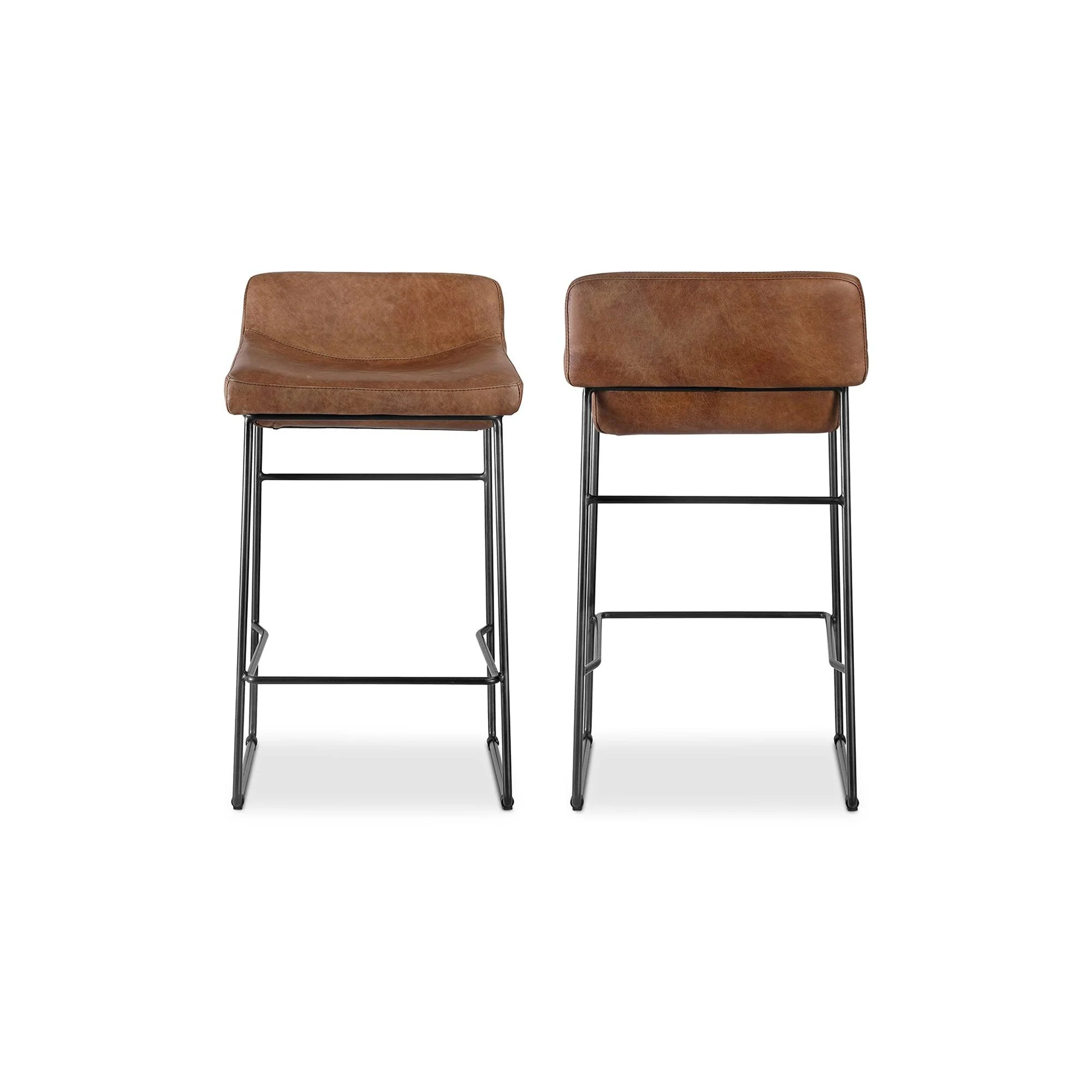 Starlet Counter Stool Open Road Brown Leather - Set Of Two - Frankwebs