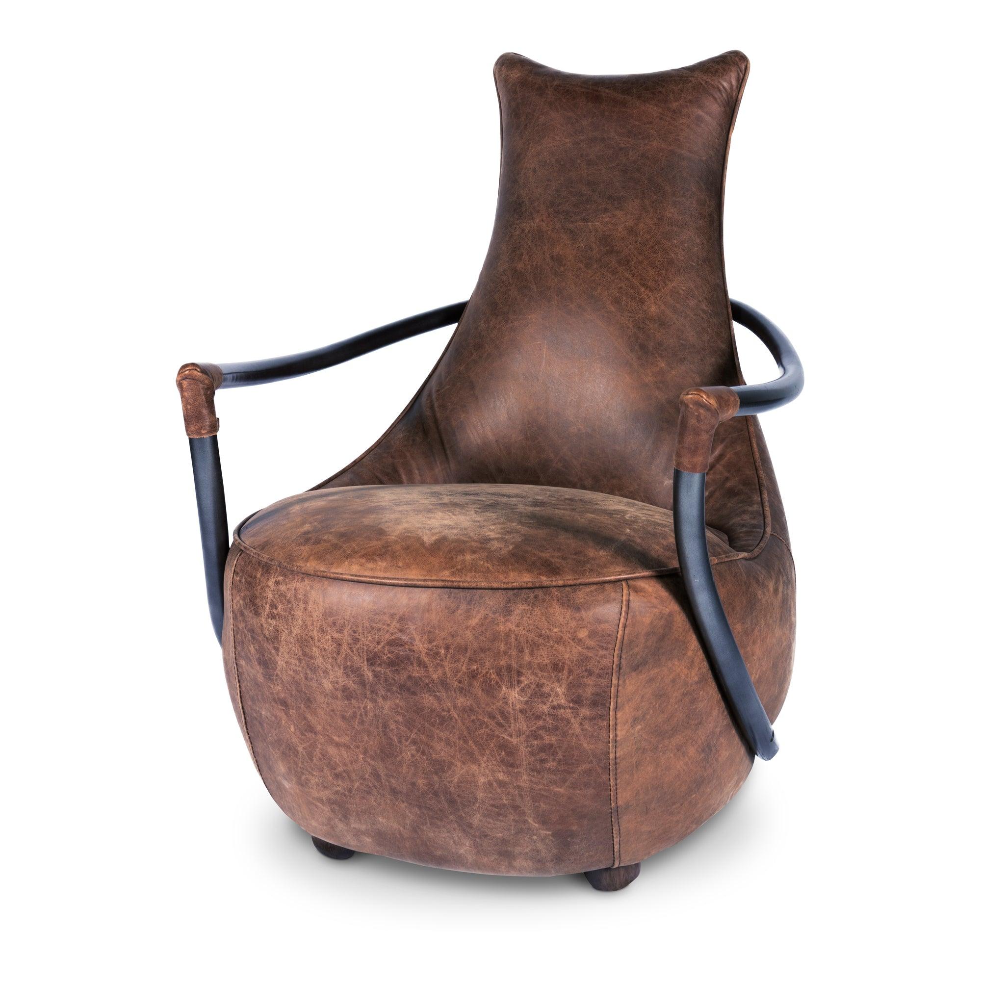 Carlisle Club Chair Grazed Brown Leather - Frankwebs