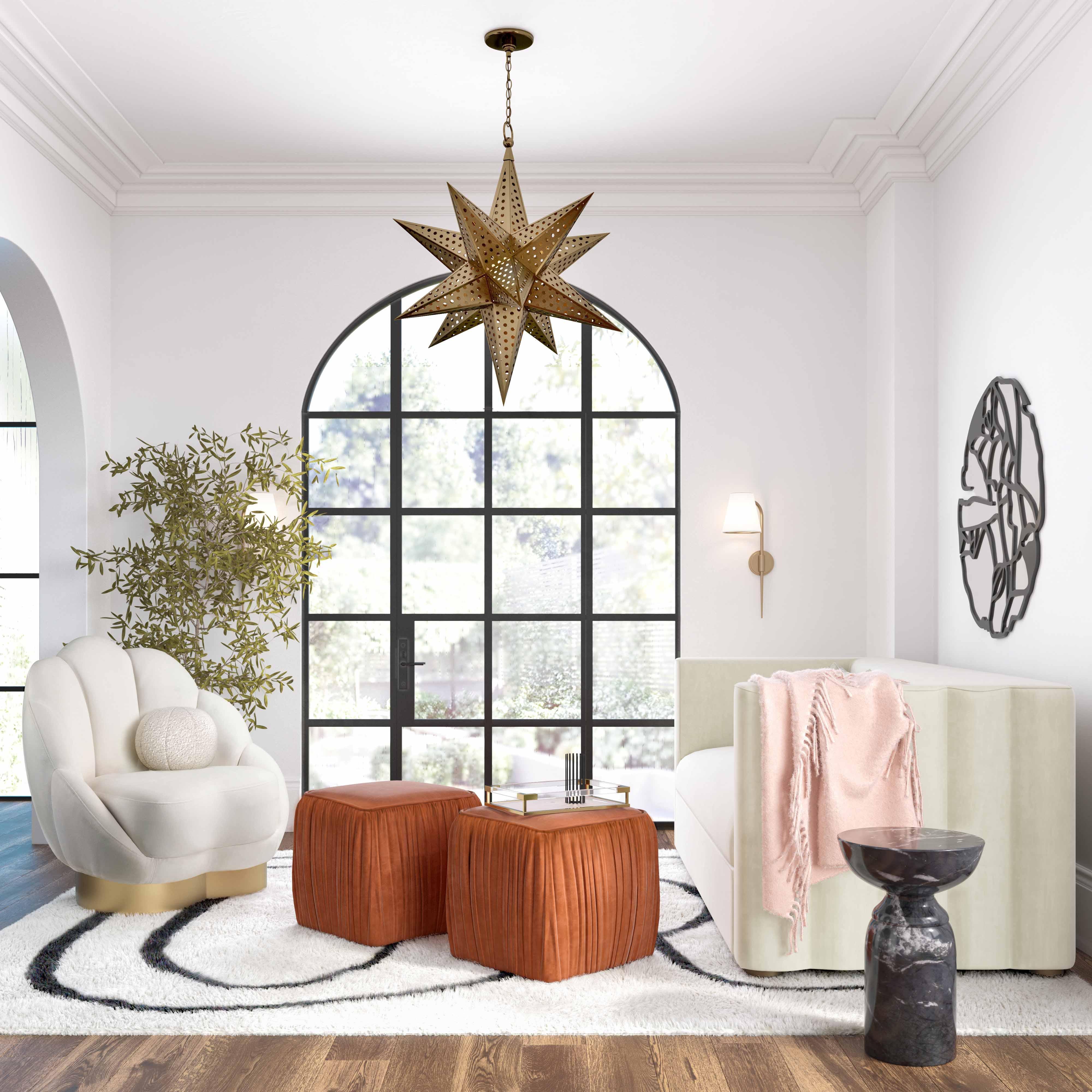 Morgan Cognac Pleated Ottoman - Frankwebs