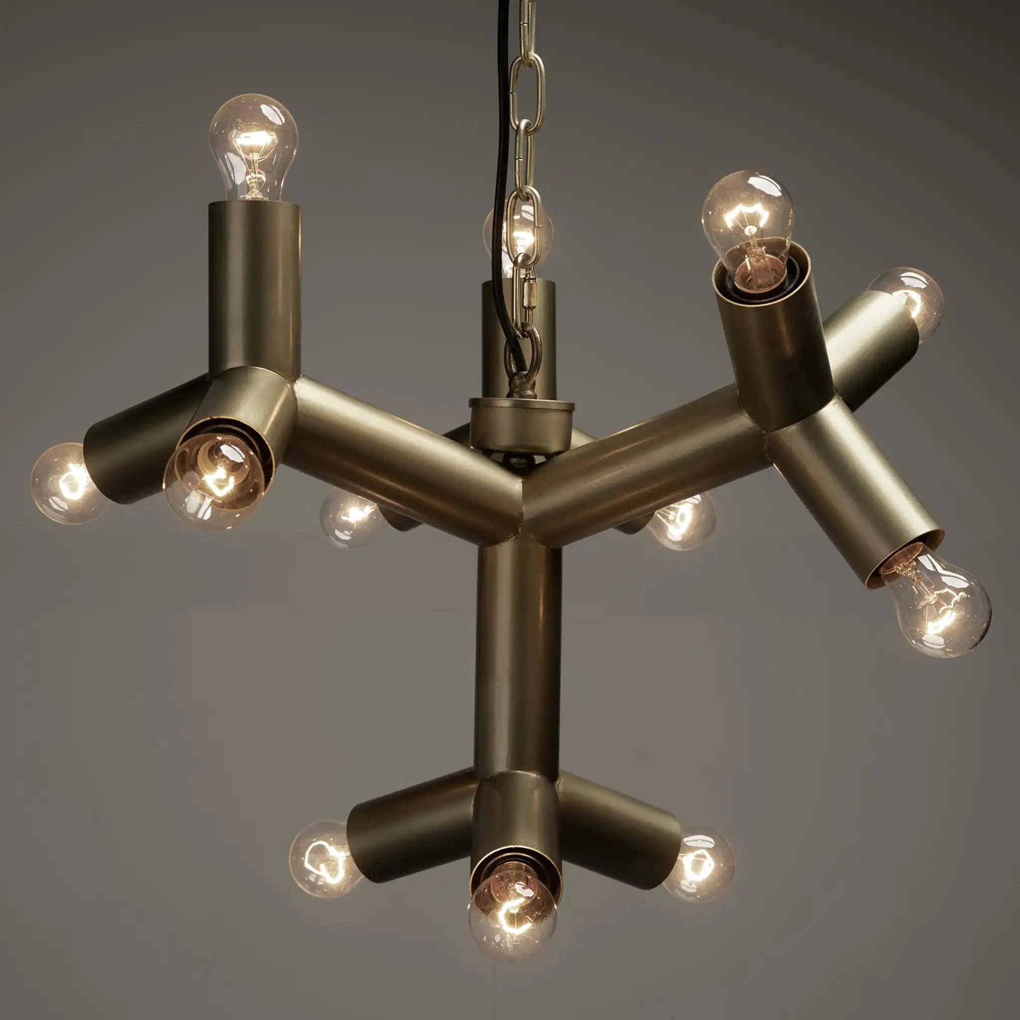 Snow Flake Chandelier, Metal with Brass Finish - Frankwebs