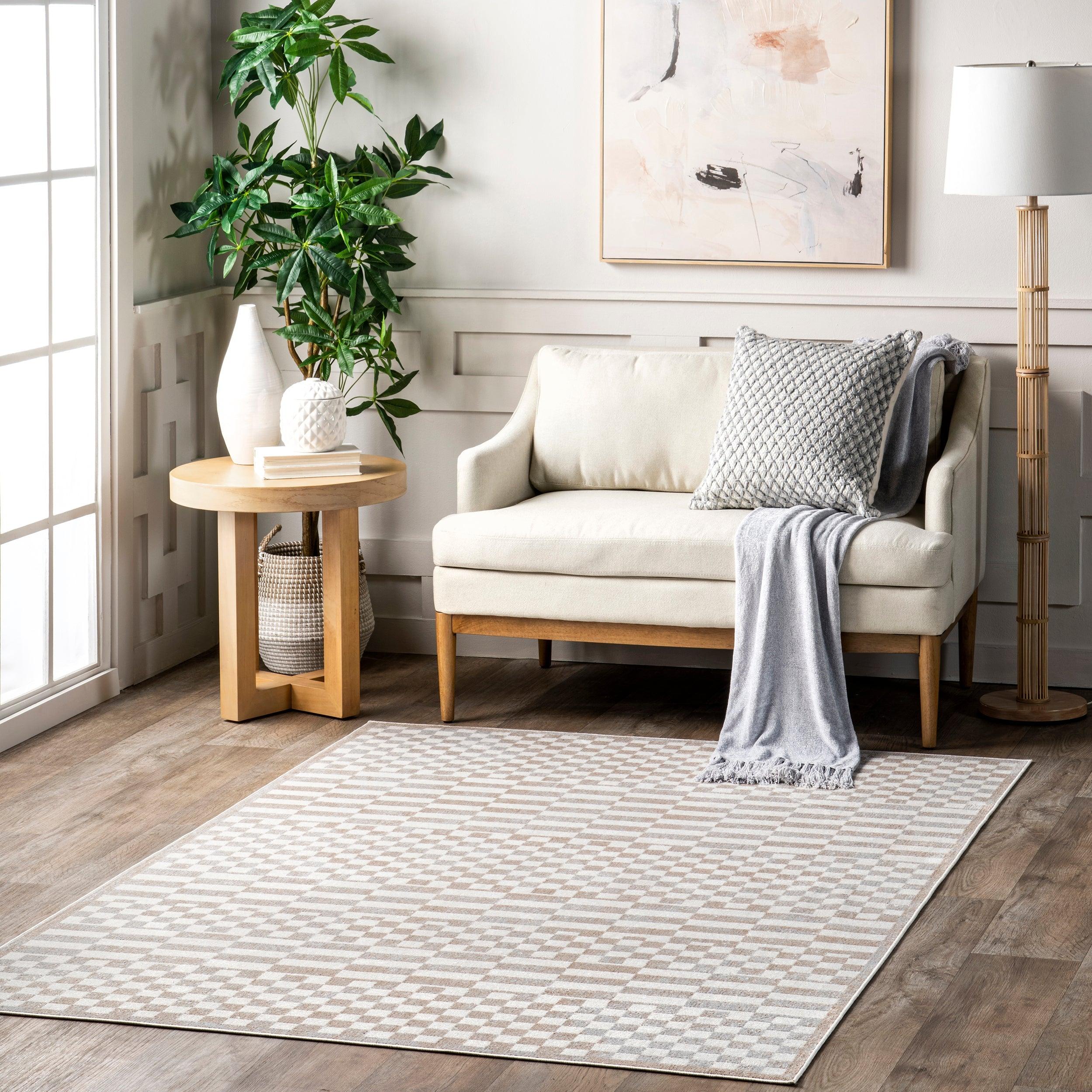 Nikita Faded Geometric Machine Washable Area Rug - Frankwebs