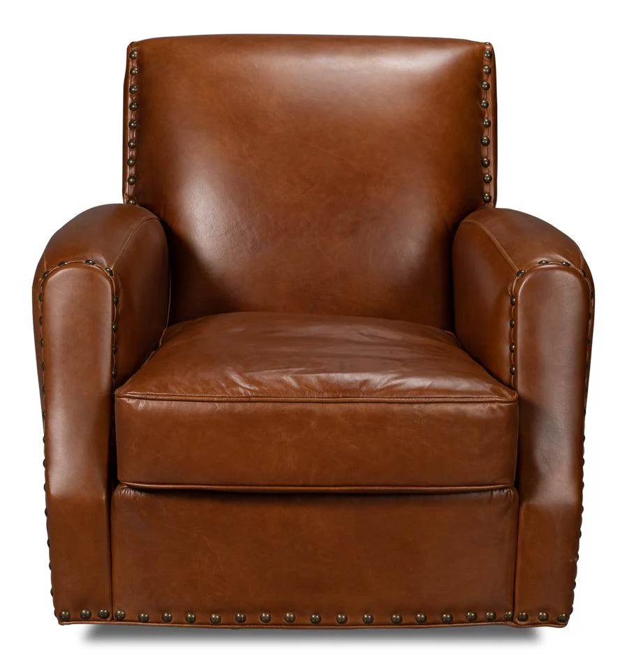 Taft Leather Swivel Chair - Havana Brown - Frankwebs