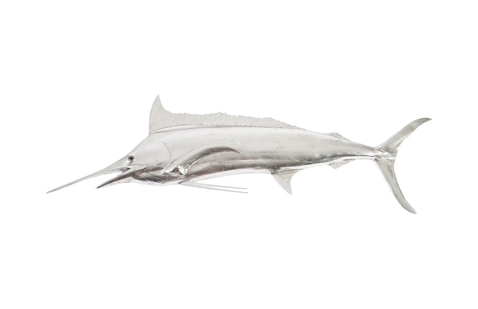 Blue Marlin Fish Wall Sculpture, Resin, Silver Leaf - Frankwebs