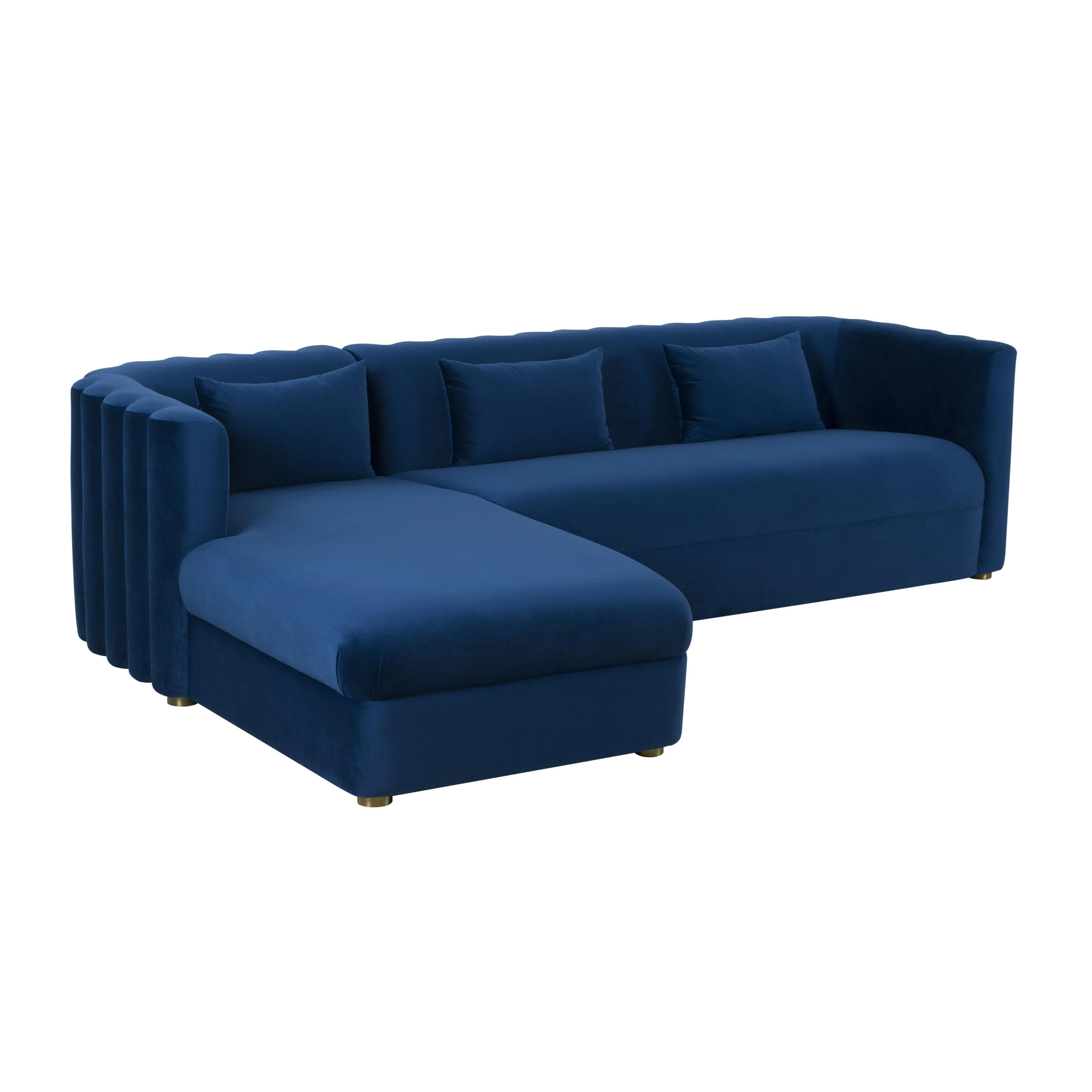 Callie Navy Velvet Sectional - LAF - Frankwebs